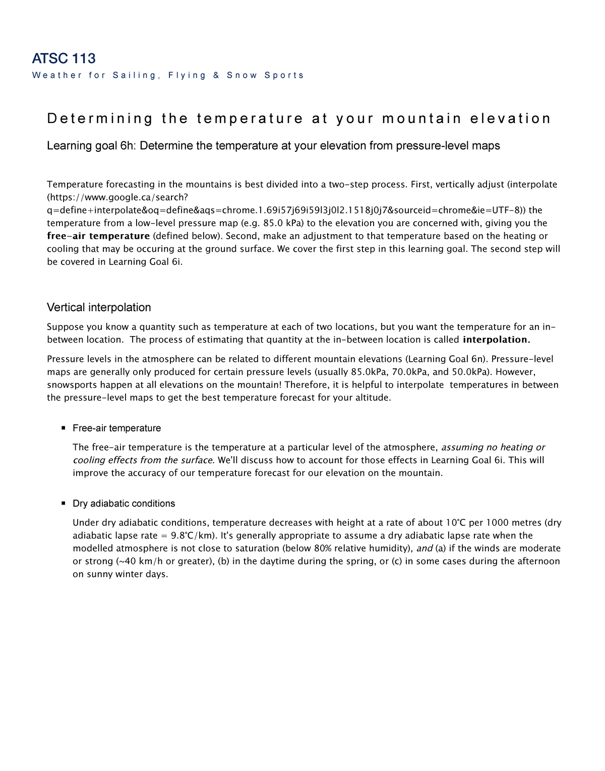 6h Mountain temperature forecasting - ATSC 113 Weather for Sailing ...