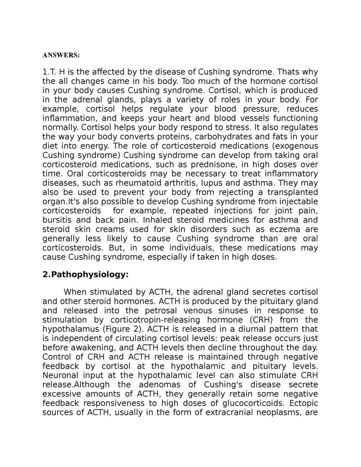 case study 52 cushing syndrome answers