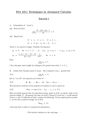 TP-01 - MA2311 Tutorial practice 1 - MA2311 Techniques in Advanced ...