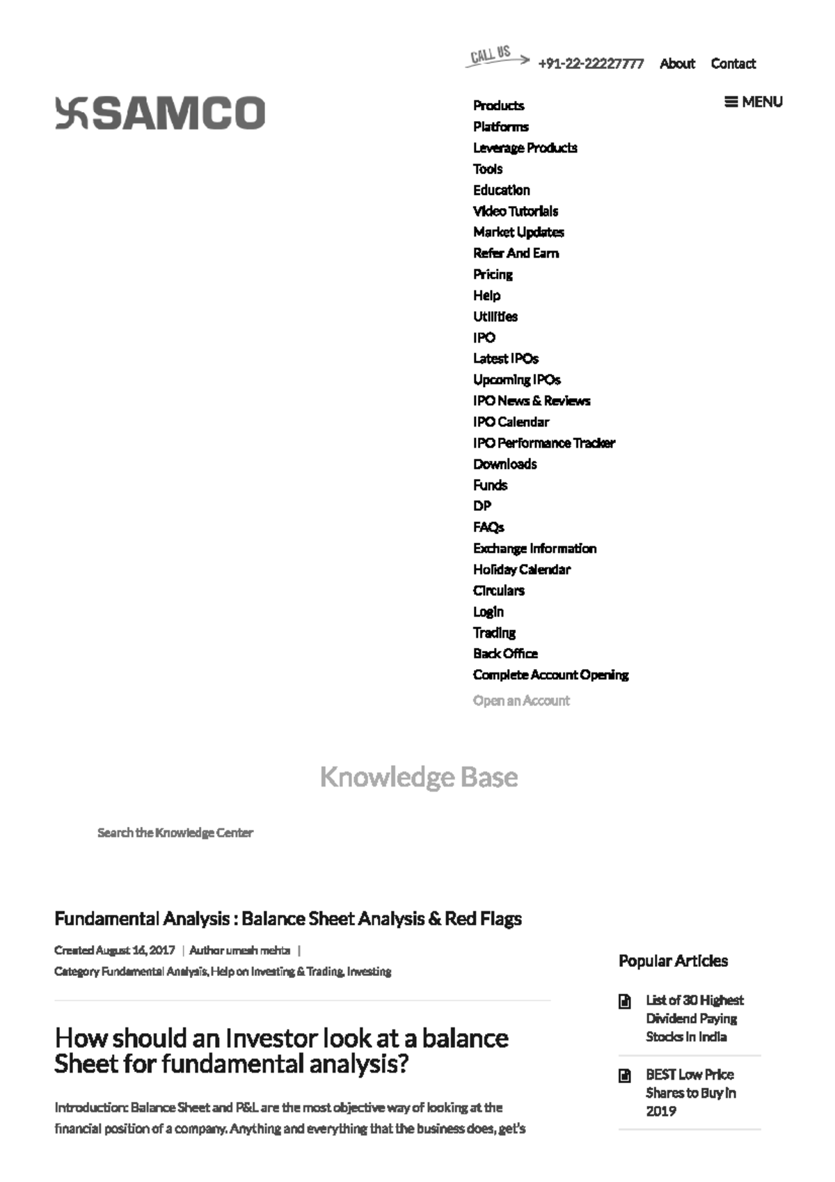 Fundamental Analysis Balance Sheet Analysis & Red Flags Samco - Ec123 ...