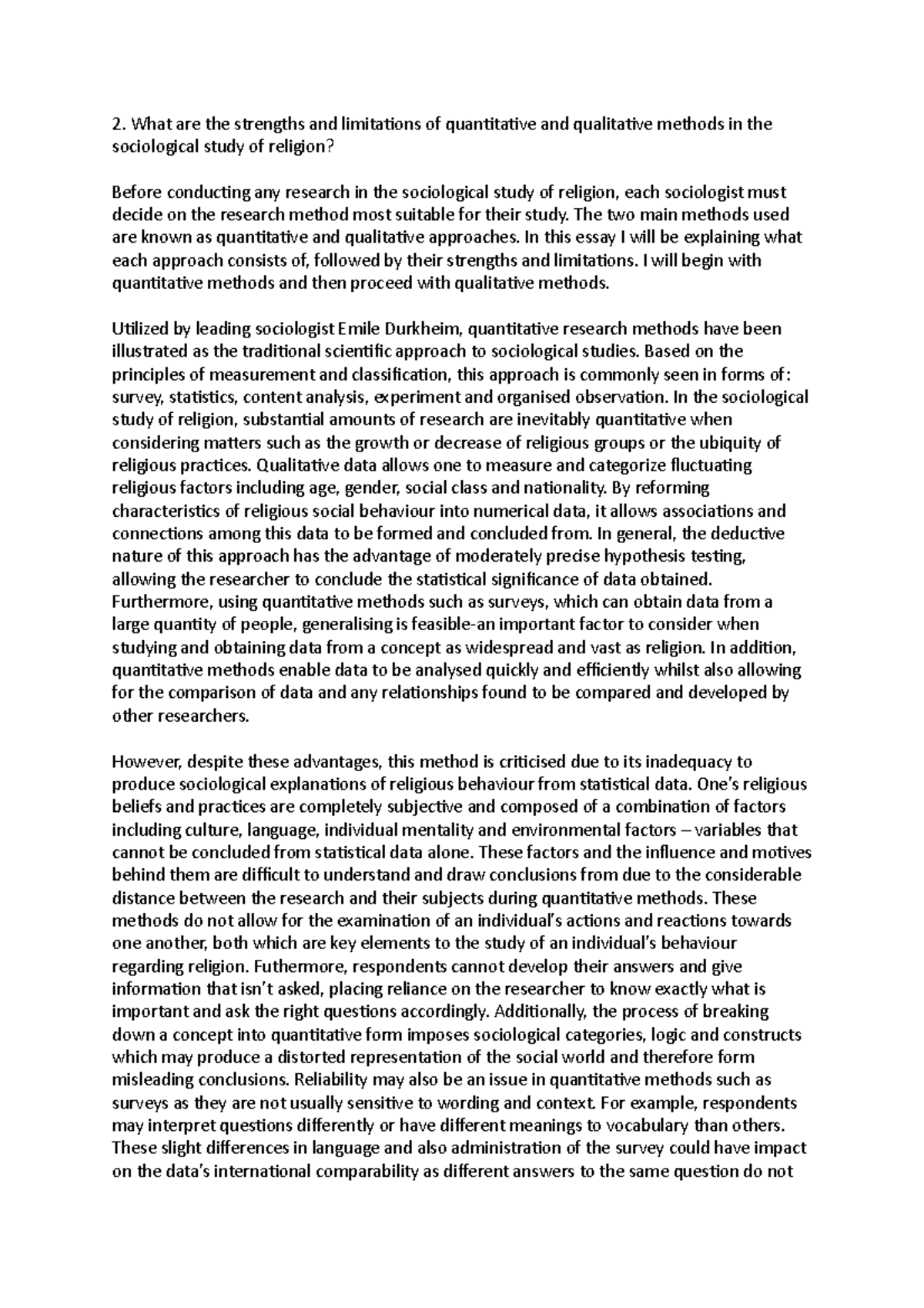 Sociology essay - What are the strengths and limitations of ...