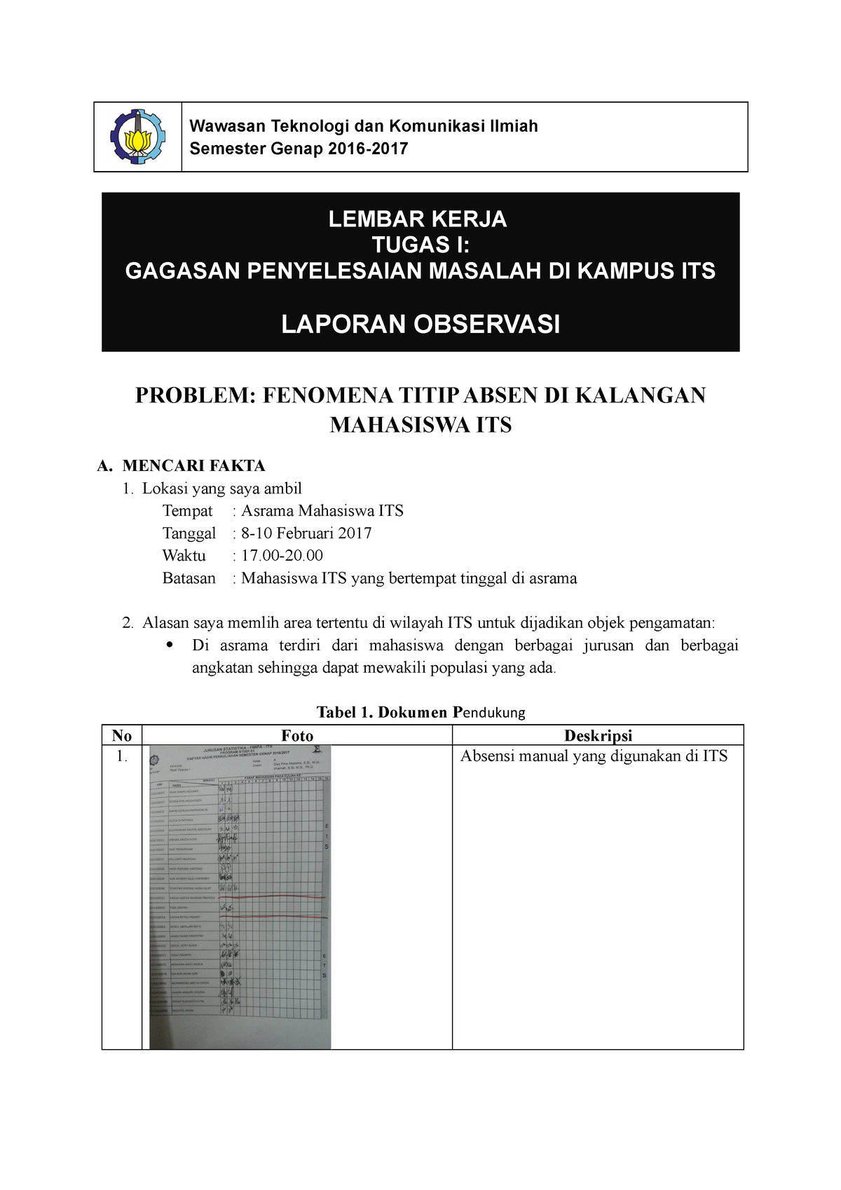 1. Hasil Observasi - Wawasan Teknologi Dan Komunikasi Ilmiah Semester ...