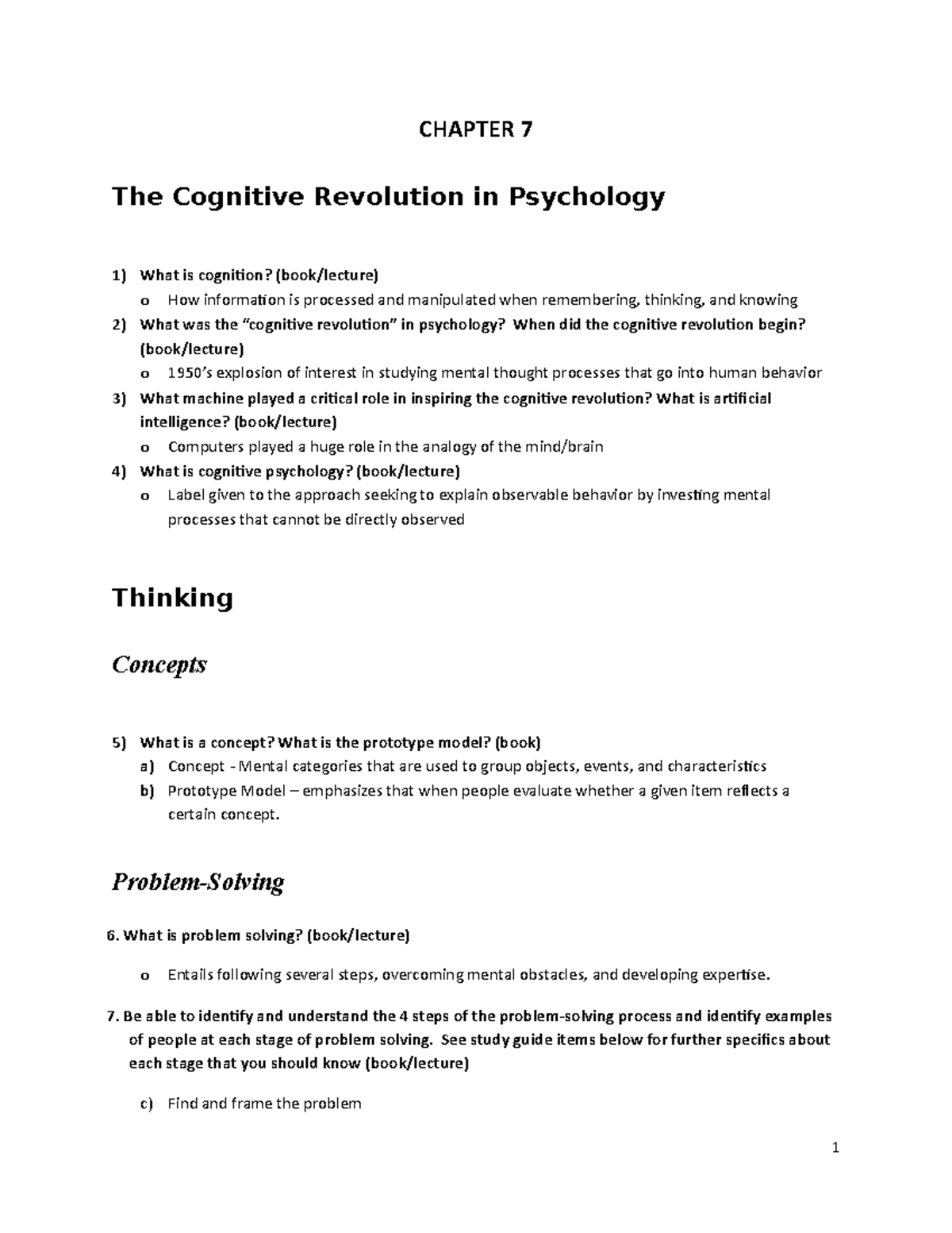 Chapter 7 study guide - Dr. Sparks - CHAPTER 7 The Cognitive Revolution ...