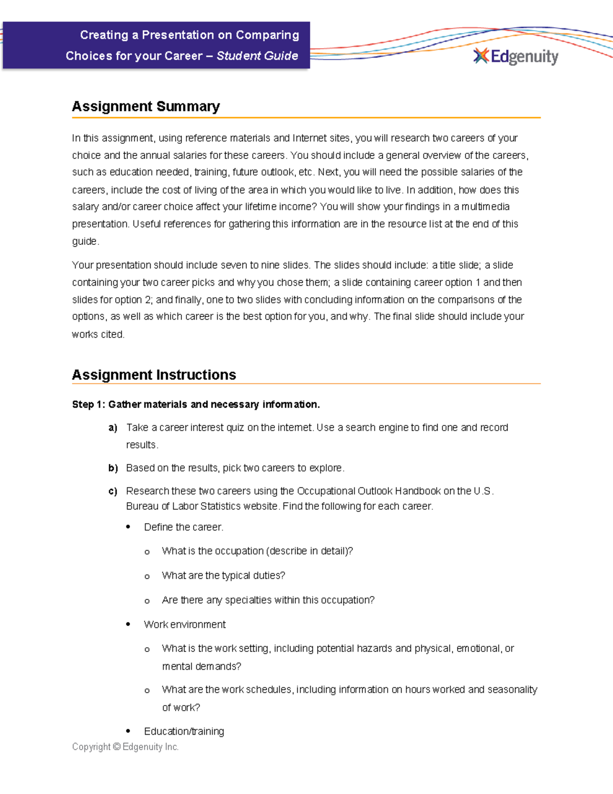 creating a multimedia presentation comparing careers salaries and lifetime income