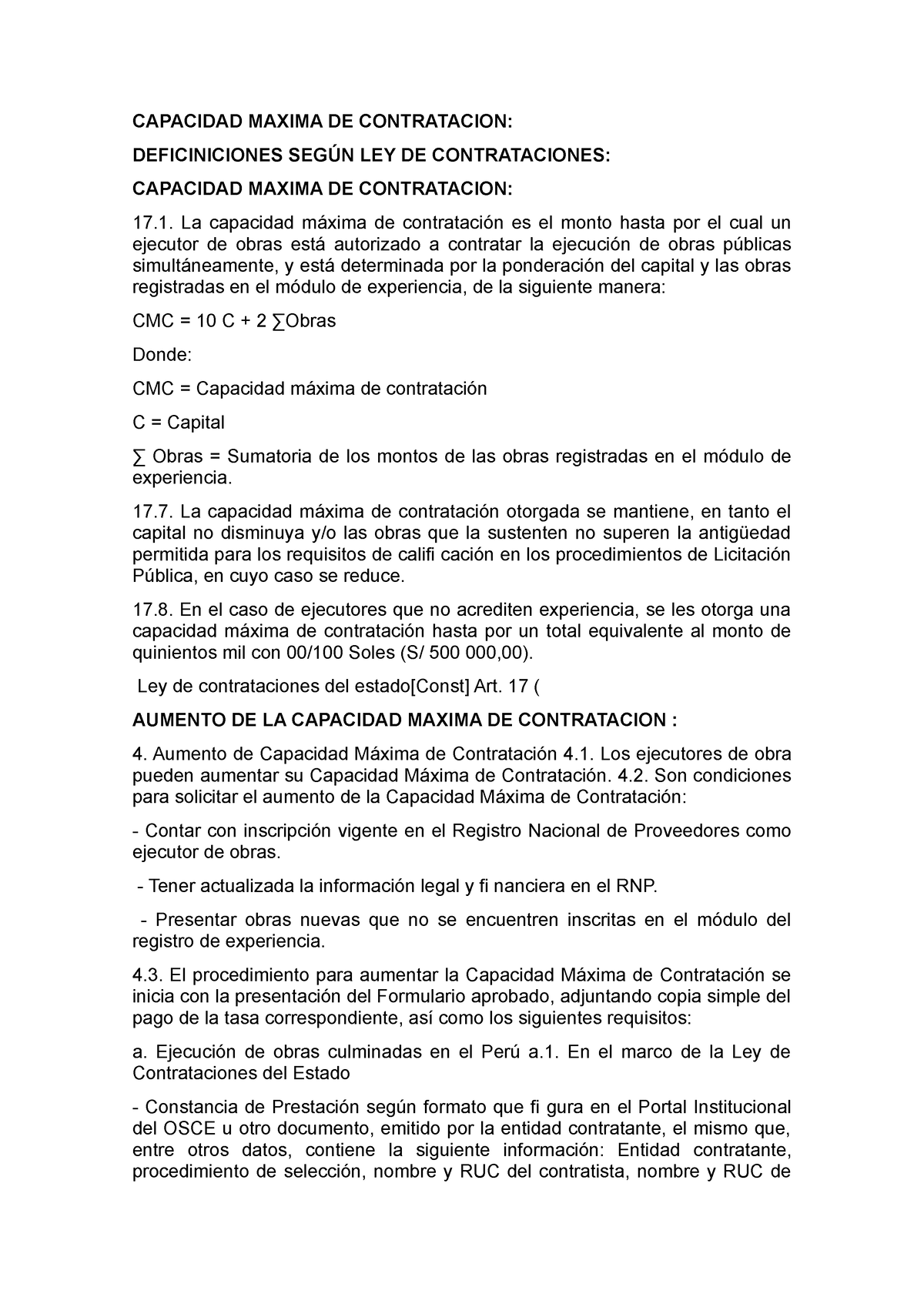 Capacidad Maxima De Contratacion Capacidad Maxima De Contratacion Deficiniciones Seg N Ley De