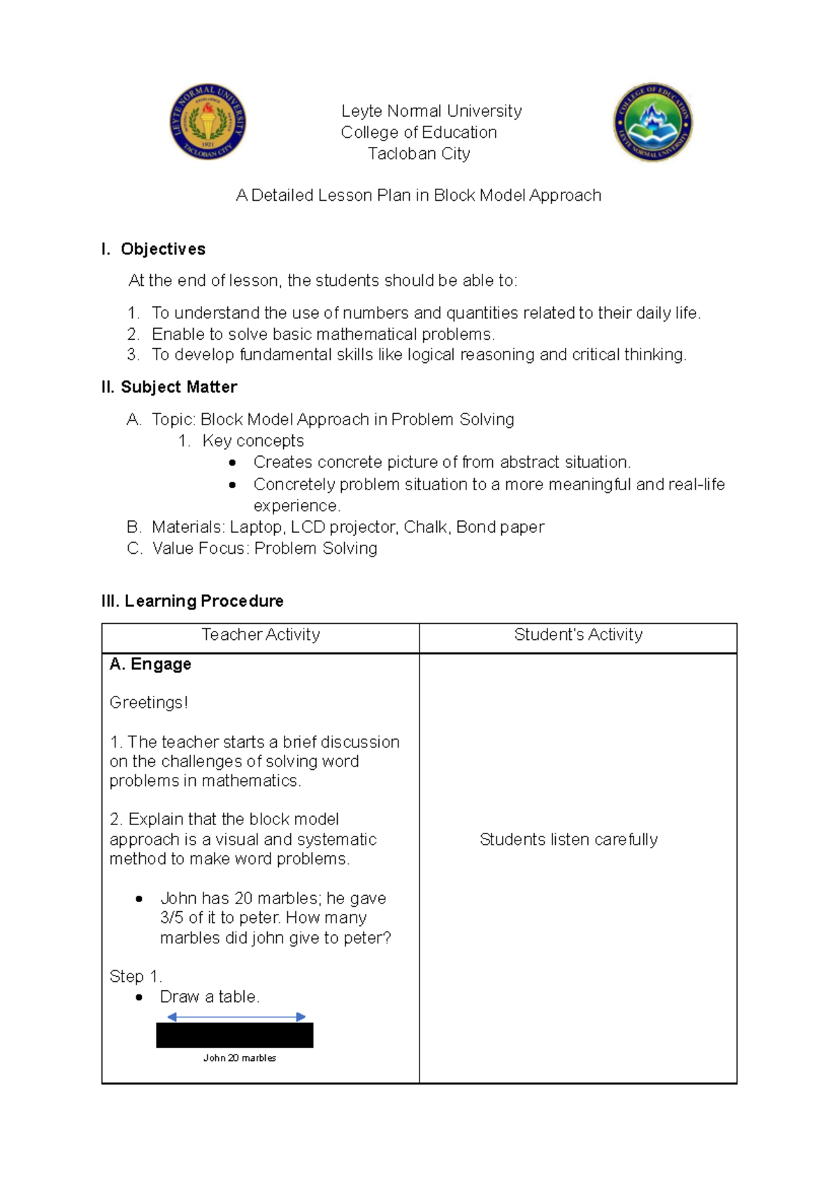 Detailed Lesson Plan Math Finallll - Leyte Normal University College of ...