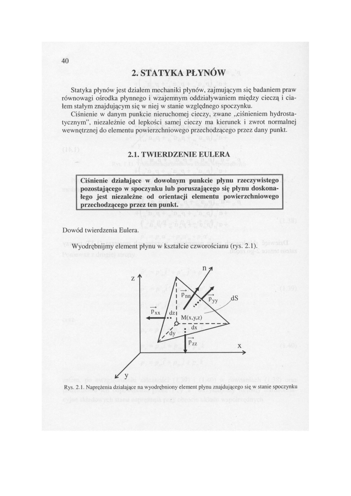 2. Statyka - Lecture Notes 2 - 4O 2. STATYKA PLYNOW Statyka Piynéw Jest ...