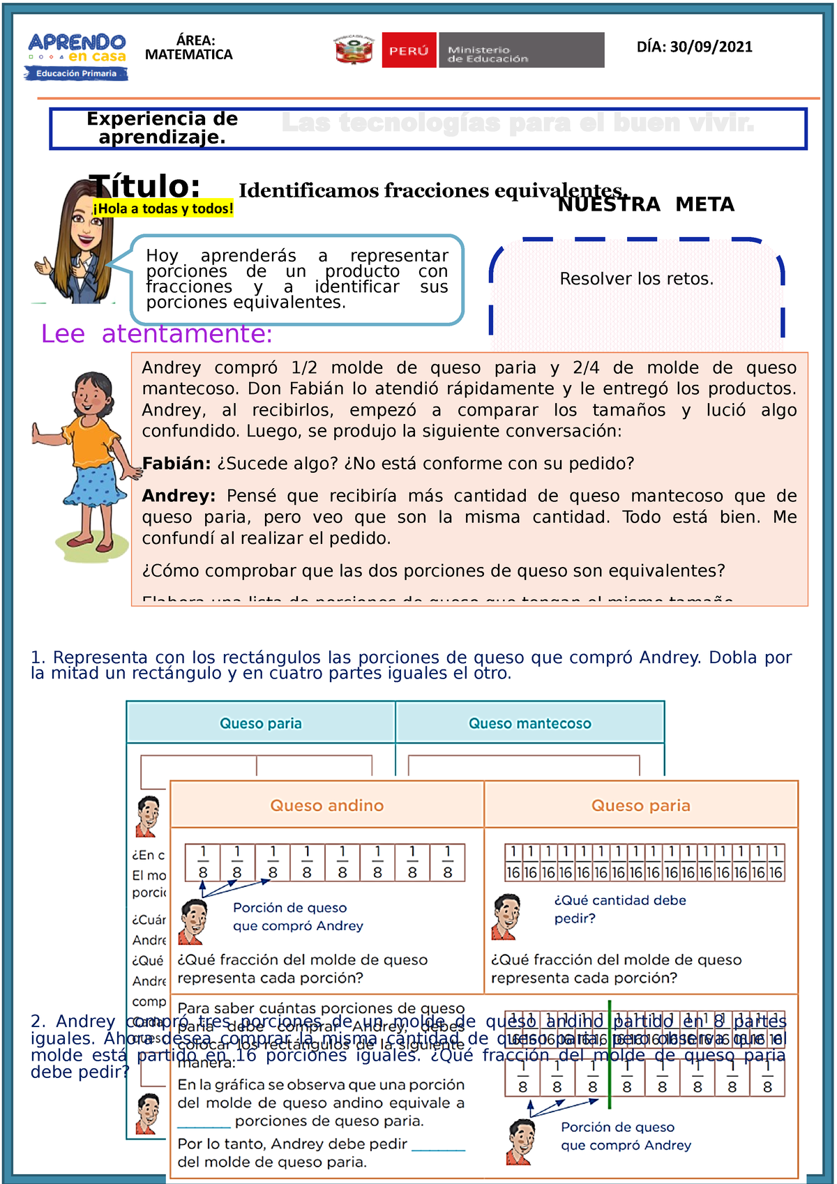 Actividad 4 Mate Iv Ciclo Identificamos Fracciones Equivalentes Experiencia De Aprendizaje 8820