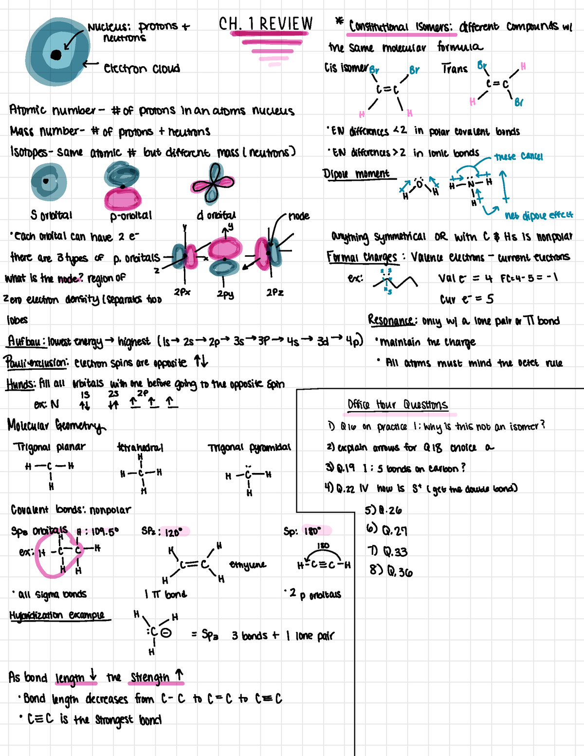 Organic Chemistry I exam 1 material - Nucleus Ch. 1 review : protons t ...