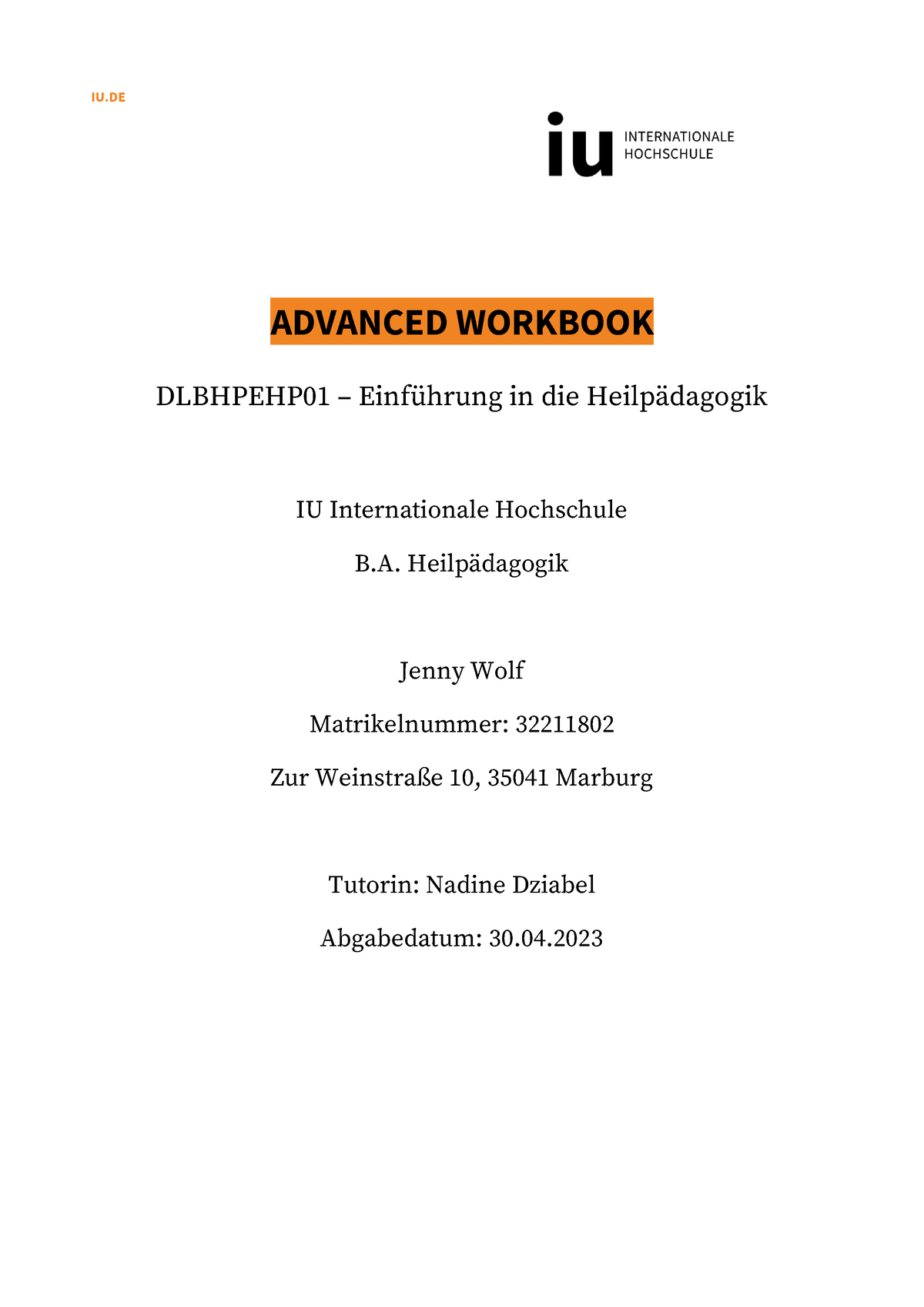 Workbook Einführung In Die HP - IU ADVANCED WORKBOOK DLBHPEHP01 – Einf ...