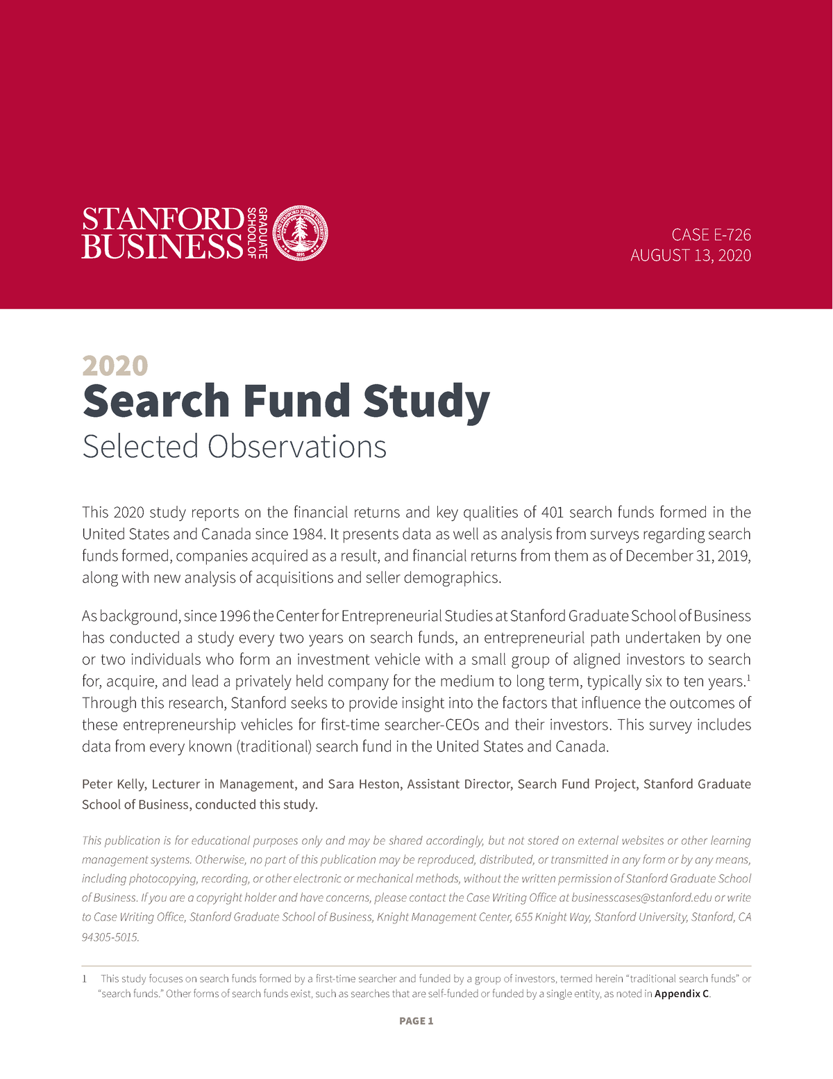 search fund case study pdf