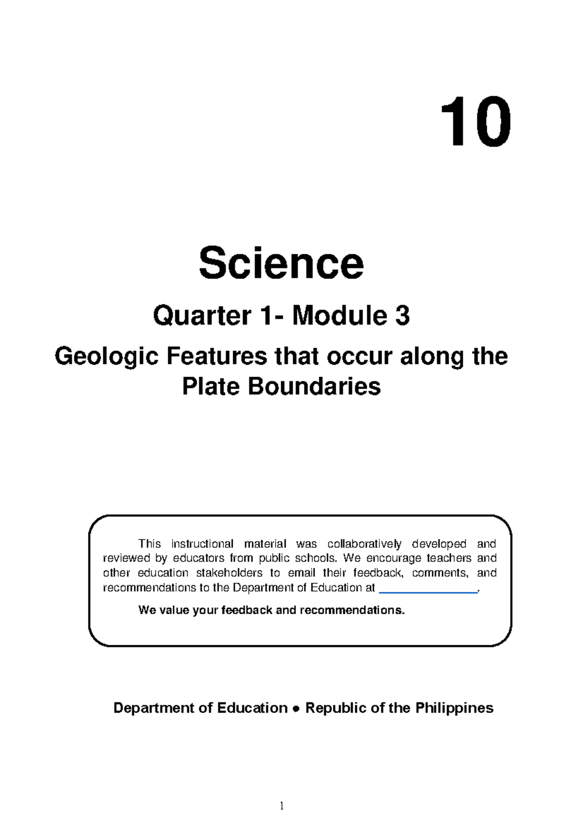 G10-Science-Q1-Module 3 - 10 Science Quarter 1- Module 3 Geologic ...