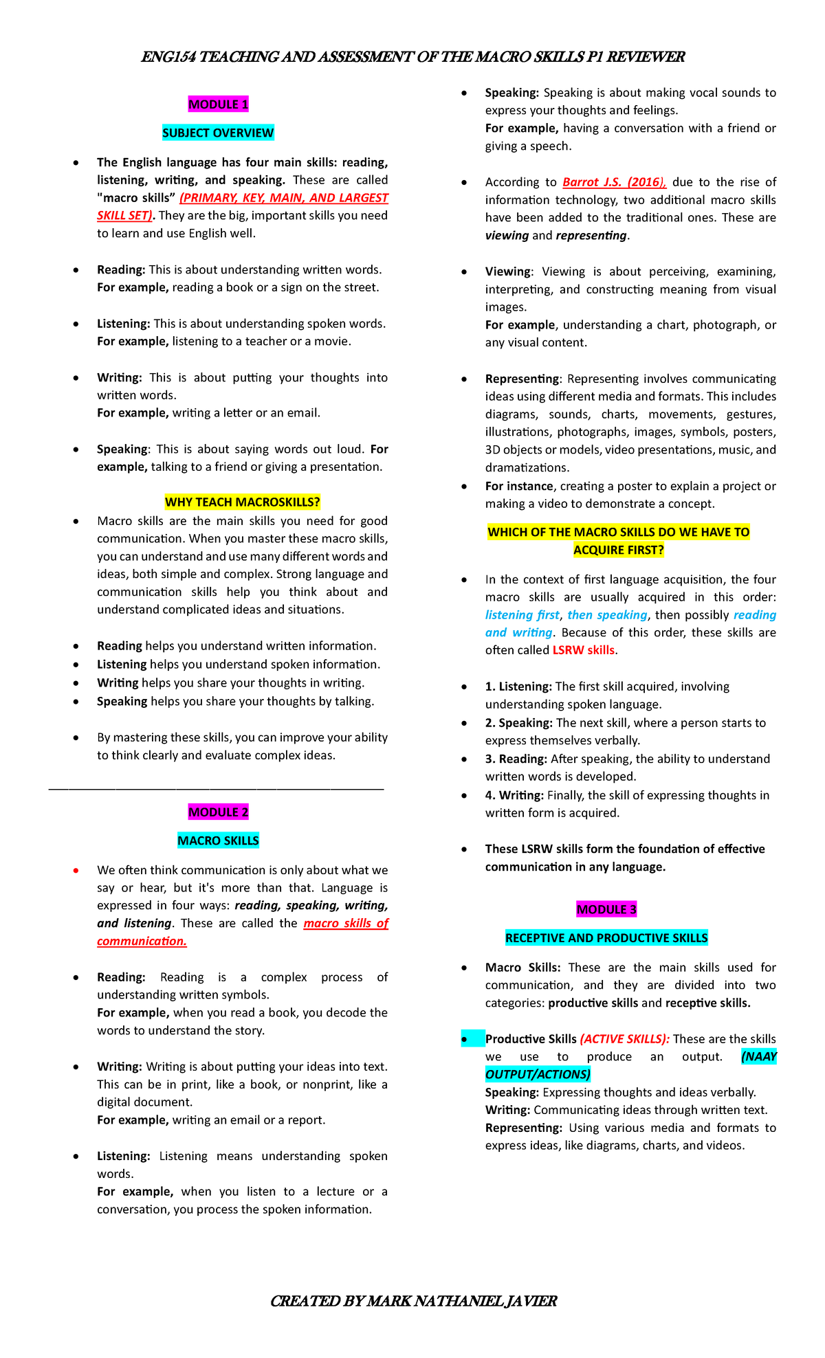 ENG154 P1 Reviewer MODULE 1 SUBJECT OVERVIEW The English language