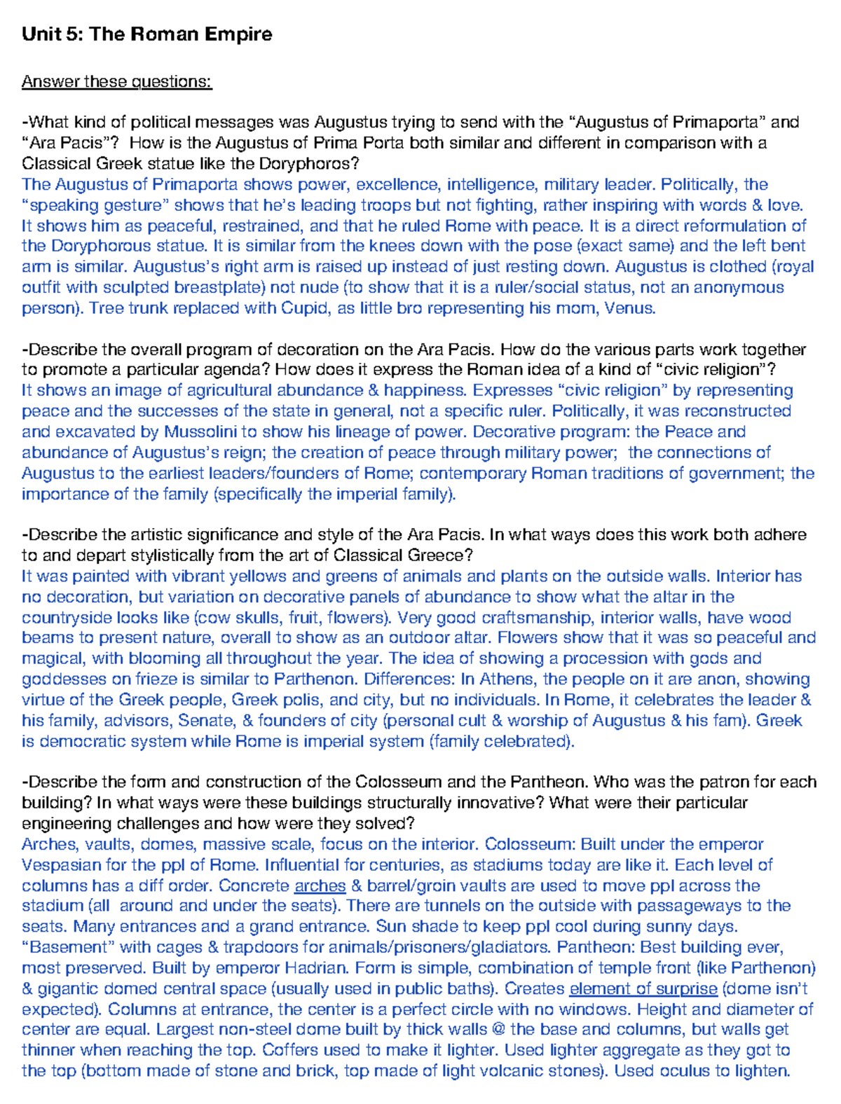 Test 2 Review - Unit 5: The Roman Empire Answer these questions: -What ...