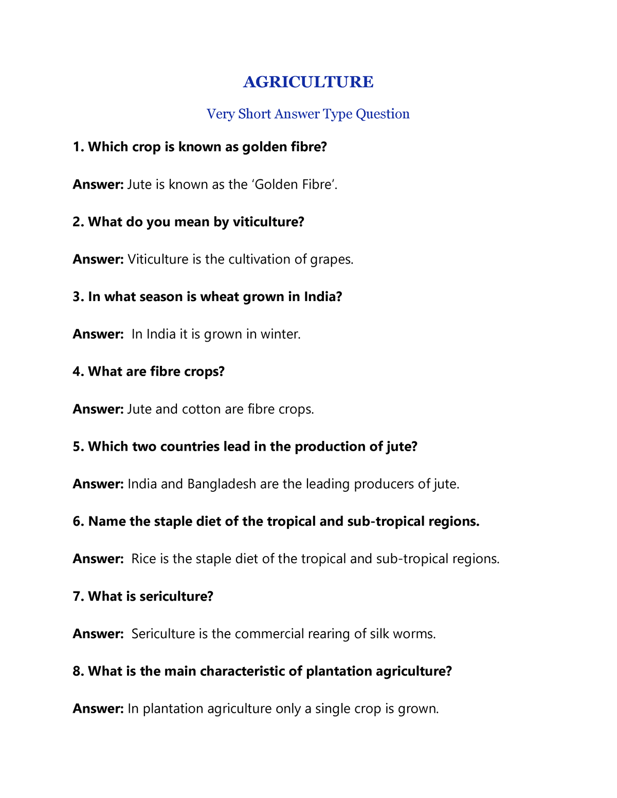 agriculture-nacfrdh-agriculture-very-short-answer-type-question
