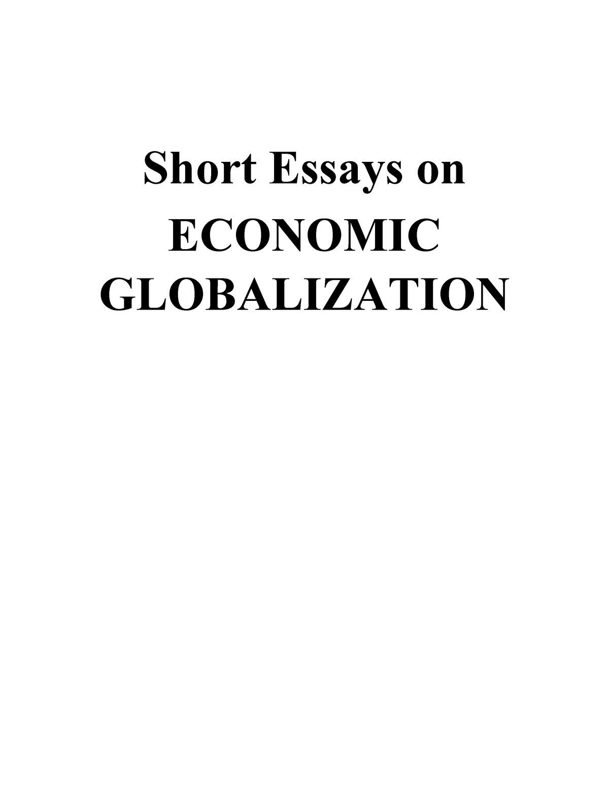 what is globalization short essay