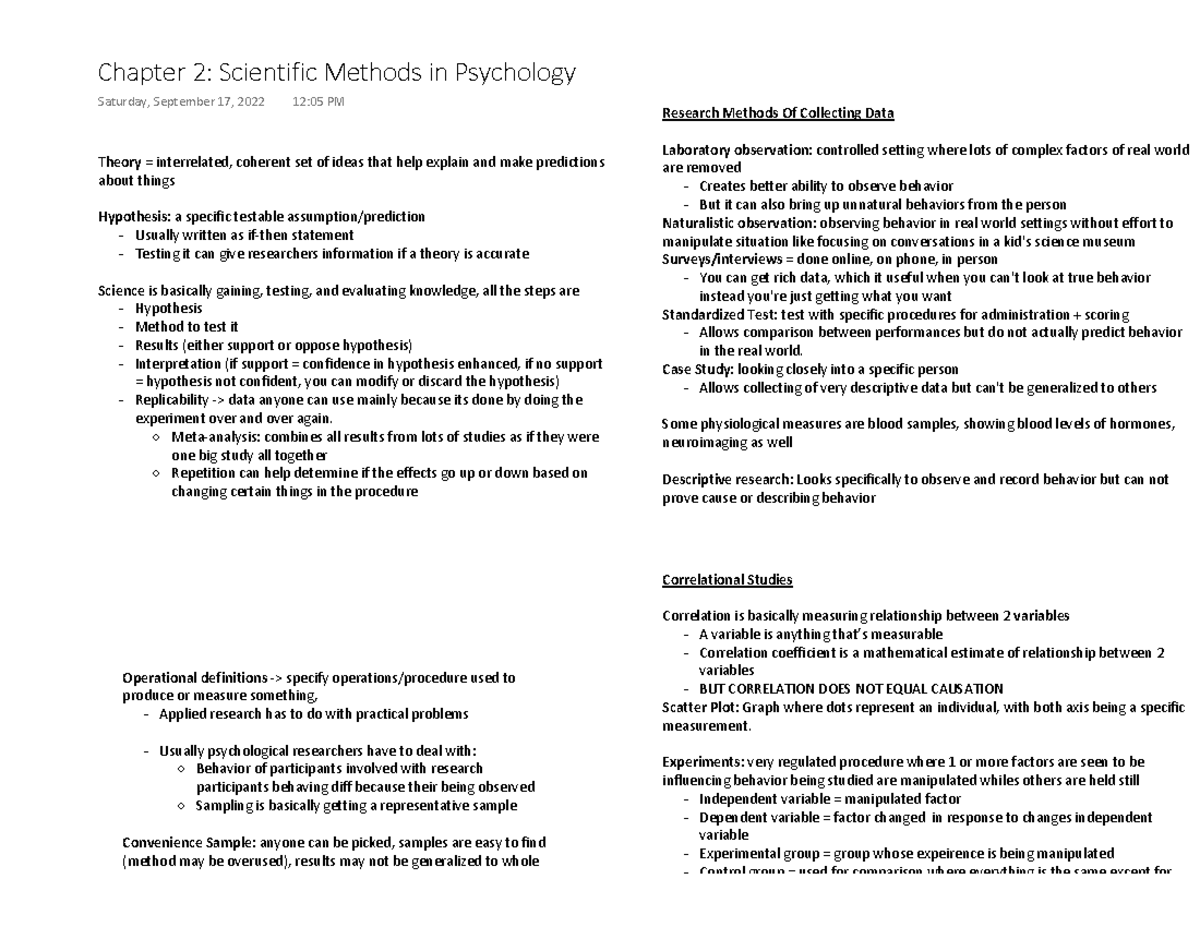 Chapter 2 Psych 101 - Theory = Interrelated, Coherent Set Of Ideas That ...