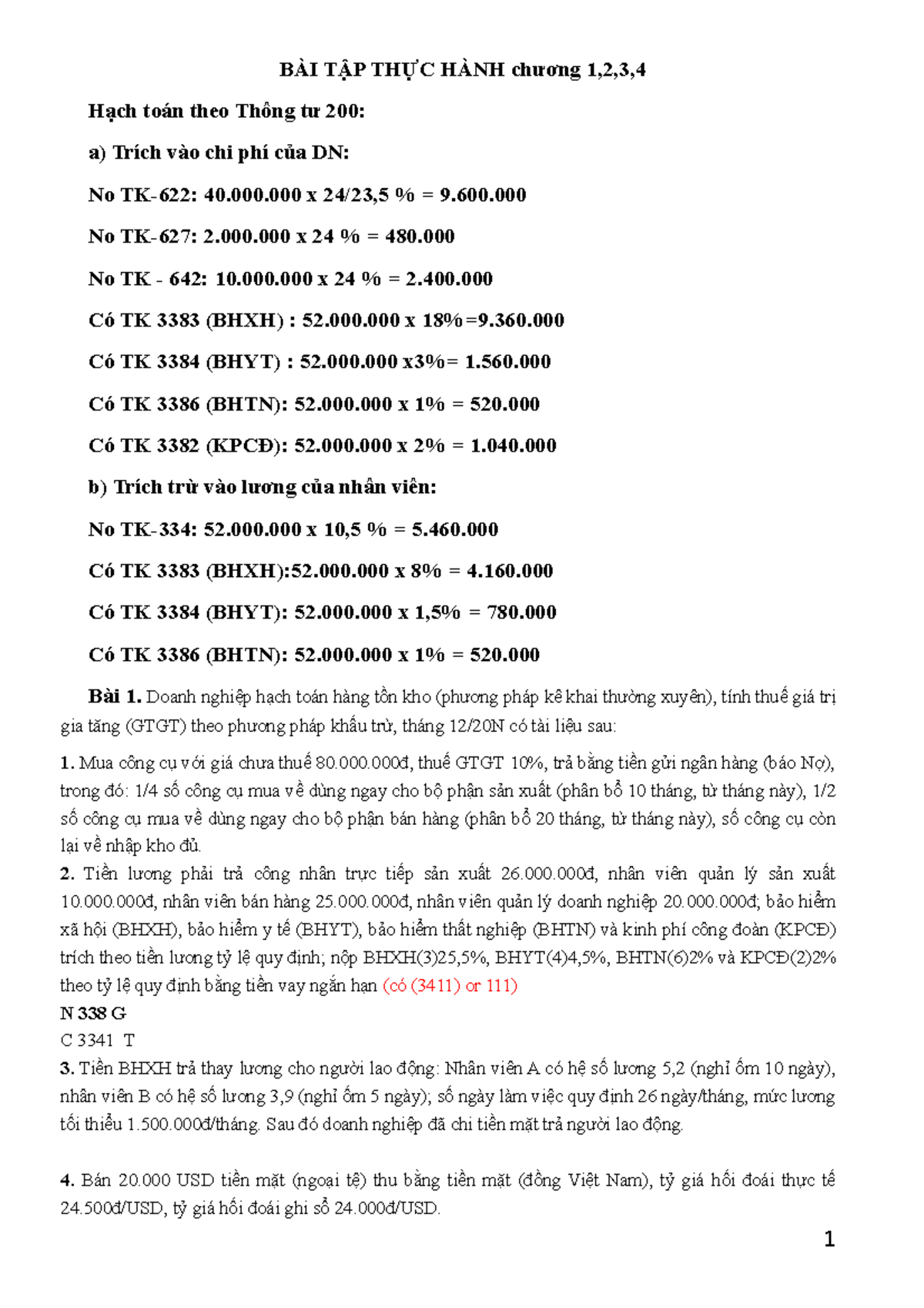 Baitap 2020 - Nbn - BÀI TẬP THỰC HÀNH Chương 1,2,3, Hạch Toán Theo ...