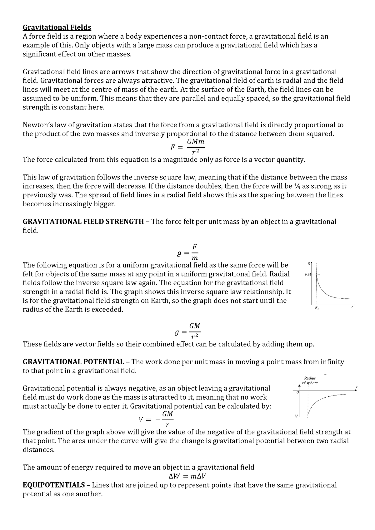 Gravitational Fields Aqa A Level Physics Gravitational Fields A Force Field Is A Region Where 2028