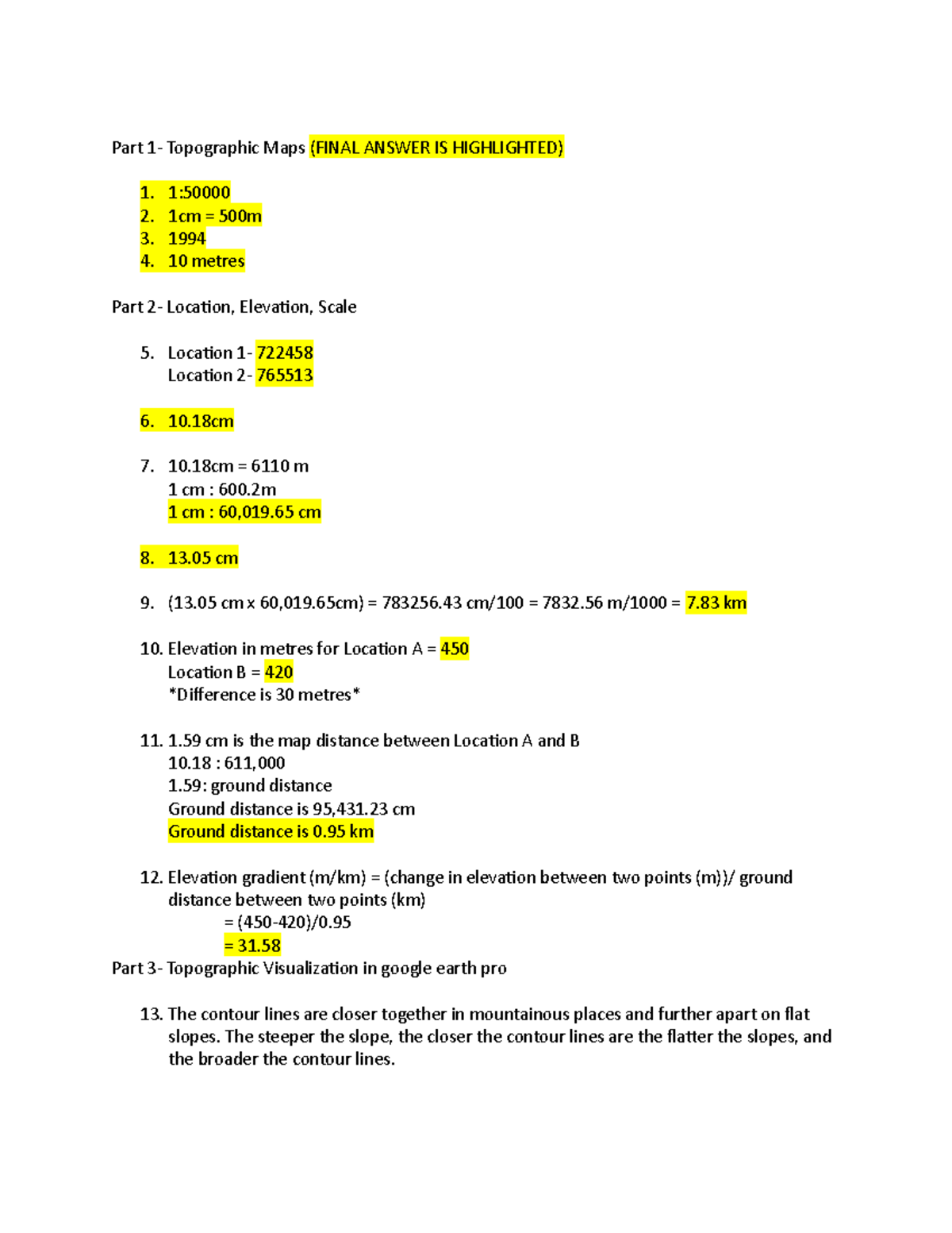 Assignment 1 - Real assingment submisson - Part 1- Topographic Maps ...
