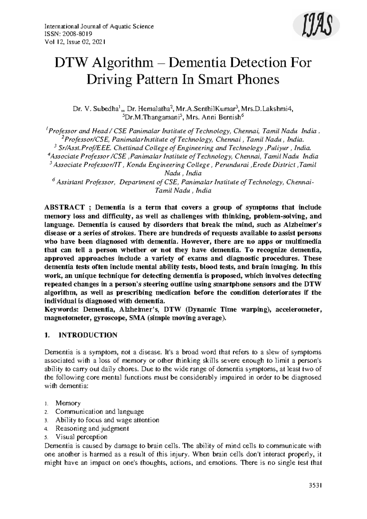 IJAS Volume 12 Issue 2 Pages 3531-3537paper - ISSN: 2008- Vol 12, Issue ...