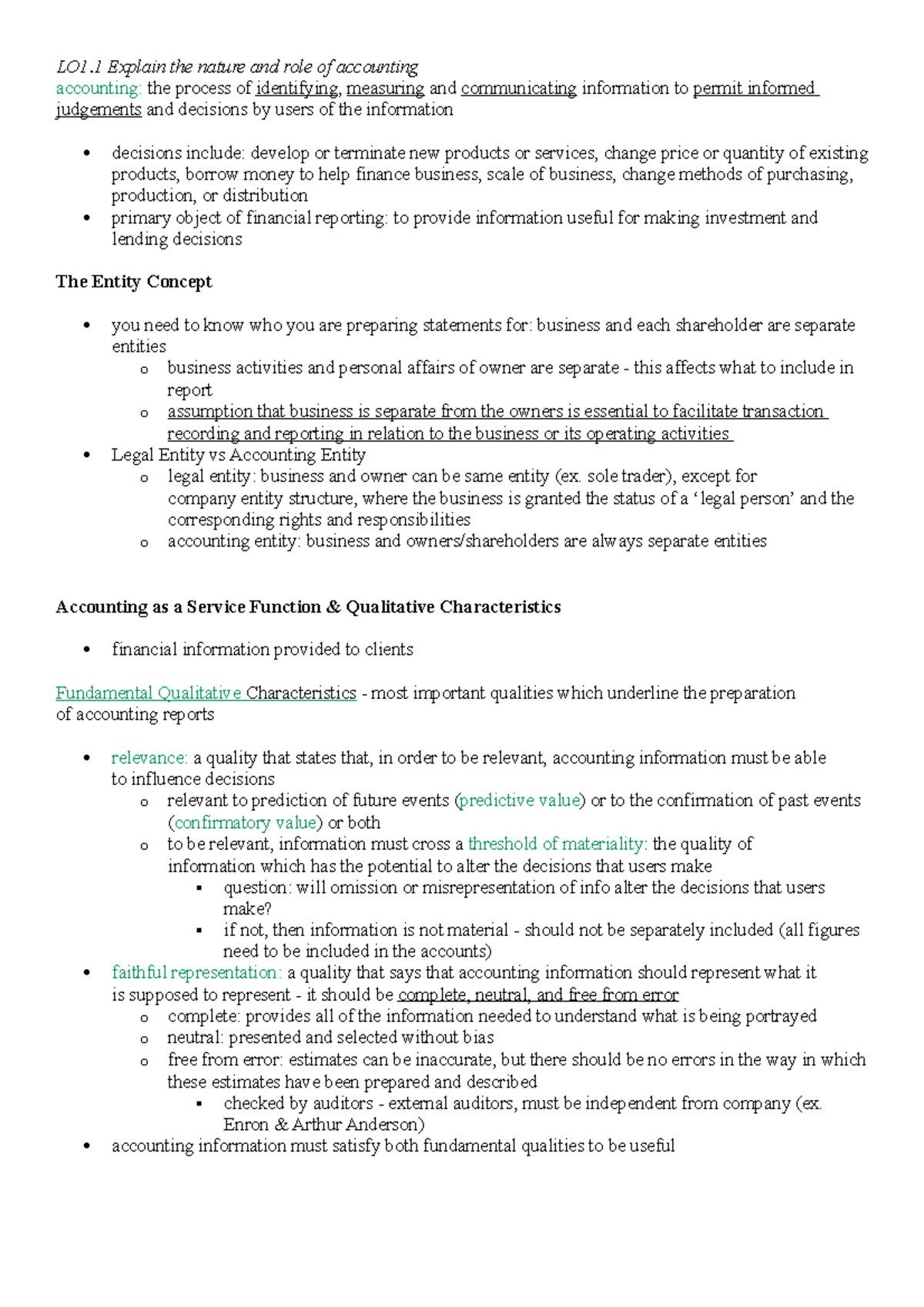 1. Introduction to Accounting - LO1 Explain the nature and role of ...