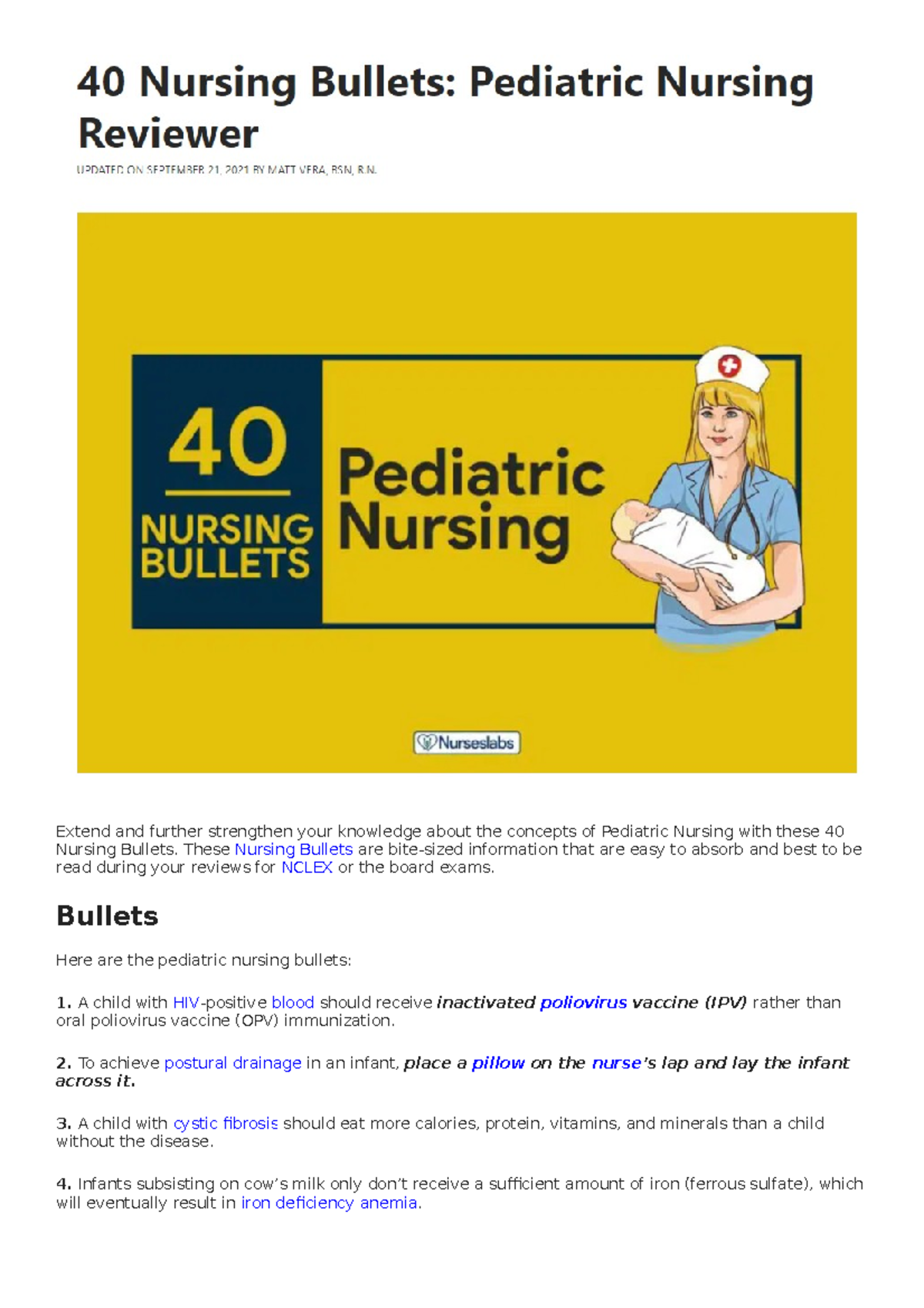 Nursing Bullets - ................... - Extend and further strengthen ...