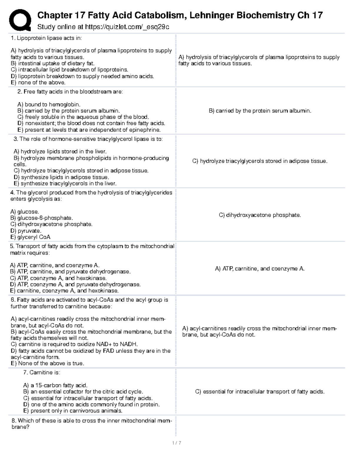 Ch17 quizlet table Study online at quizlet/_esq29c Lipoprotein lipase
