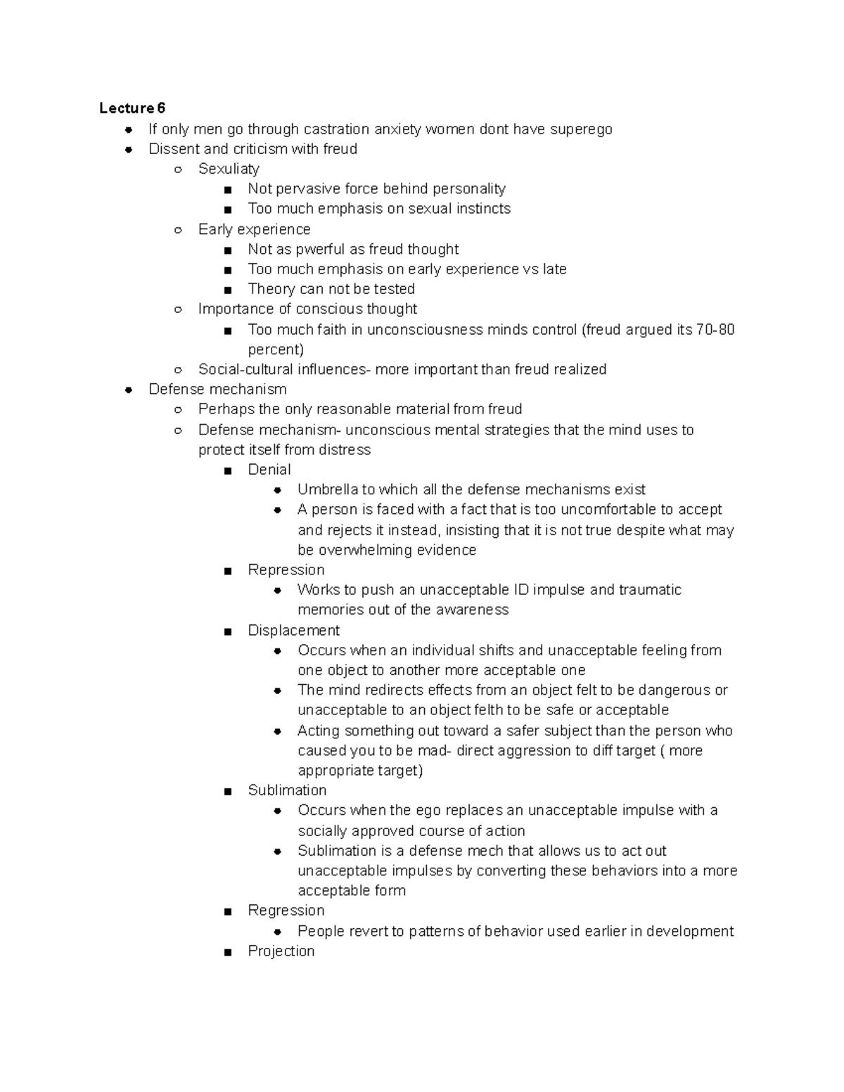 Lecture 6 - Psych 1 notes - Lecture 6 ï If only men go through ...