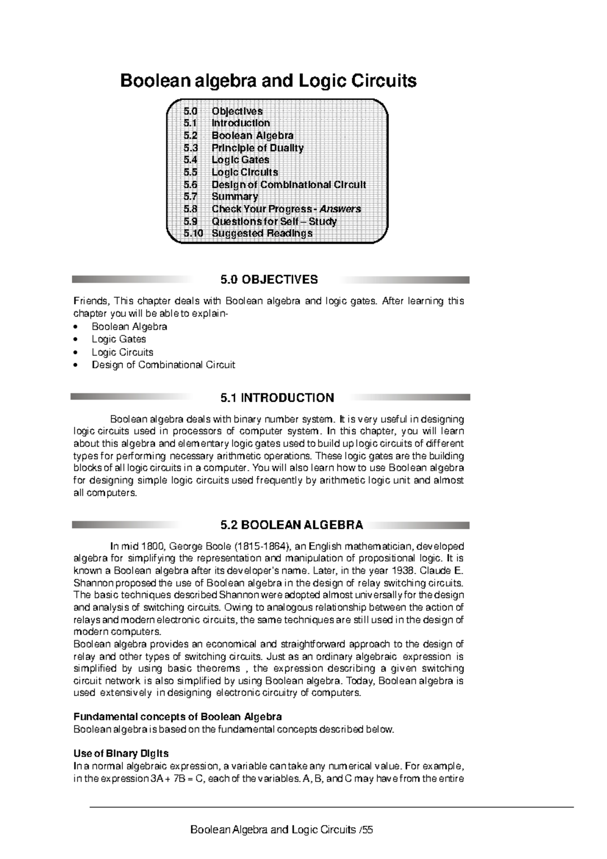 Boolean algebra and Logic Circuits - After learning this chapter you ...