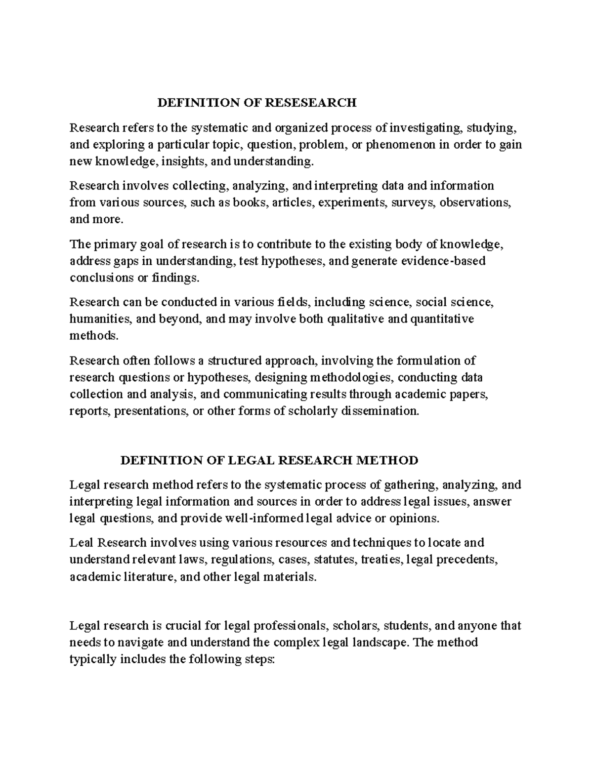 Definitions of Research - DEFINITION OF RESESEARCH Research refers to ...