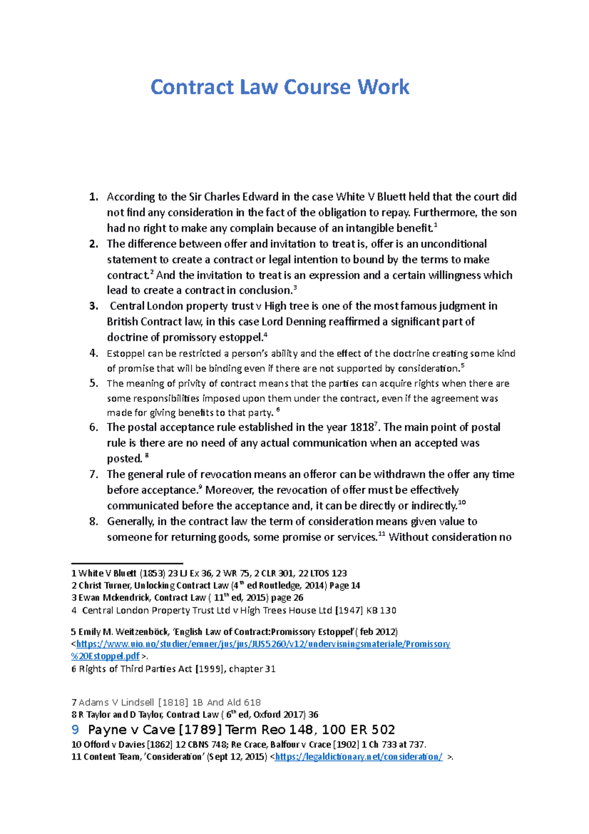 Contract cw10012 - economic - Björnstad - Contract Law Course Work 1 ...