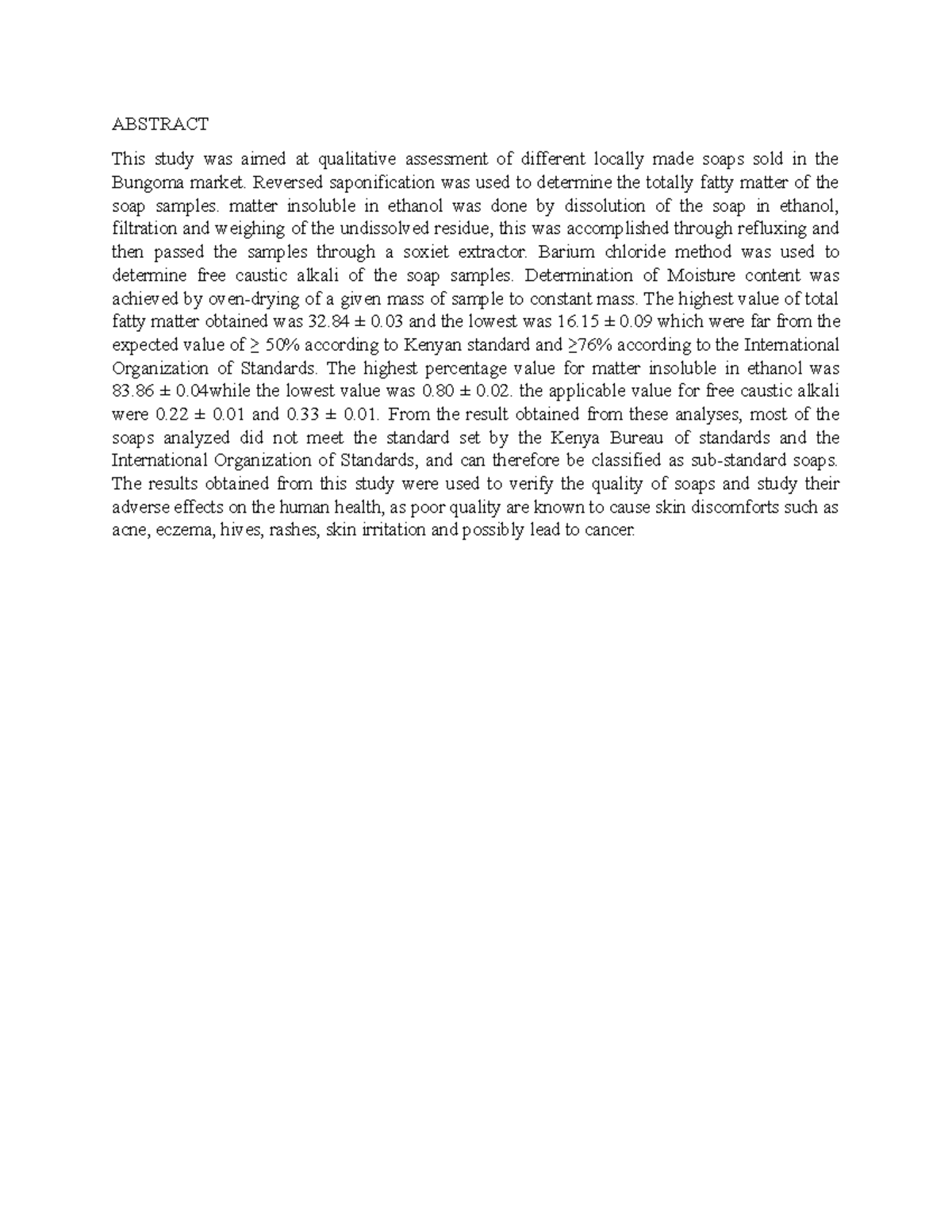 Abstract - Joshua Mwangangi - ABSTRACT This study was aimed at ...