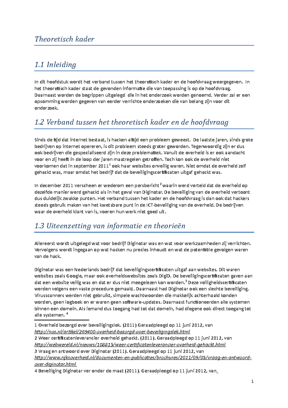 Voorbeeld onderzoeksmethode  Theoretisch kader 1 Inleiding In dit