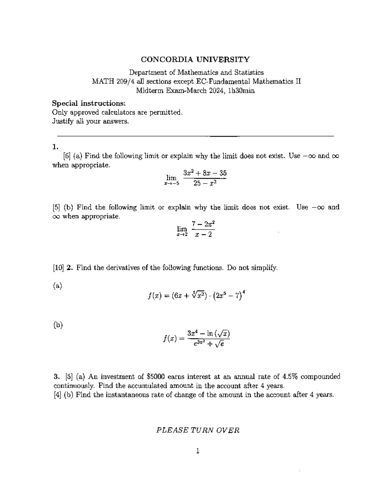 MATH 209 Midterm WIN 2024 With Solutions - MATH 209 - Studocu