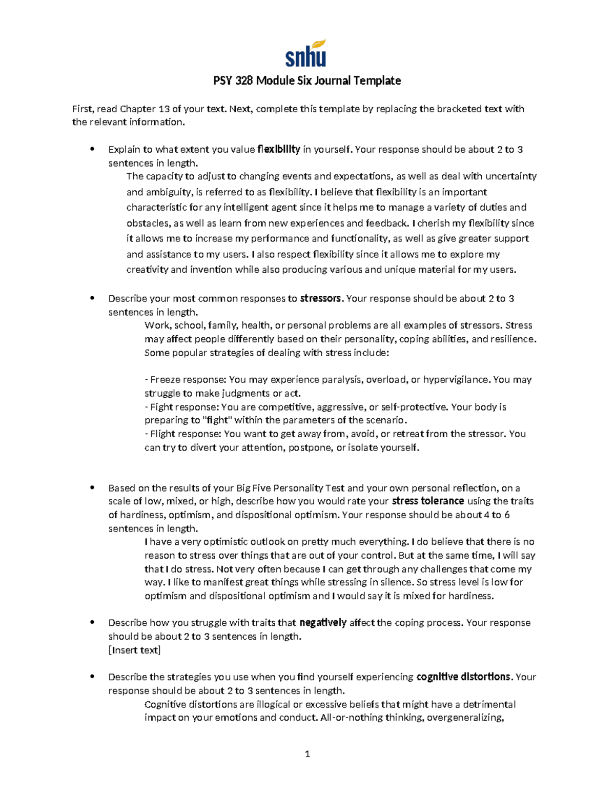 PSY 328 Module Six Journal Template - PSY 328 Module Six Journal ...