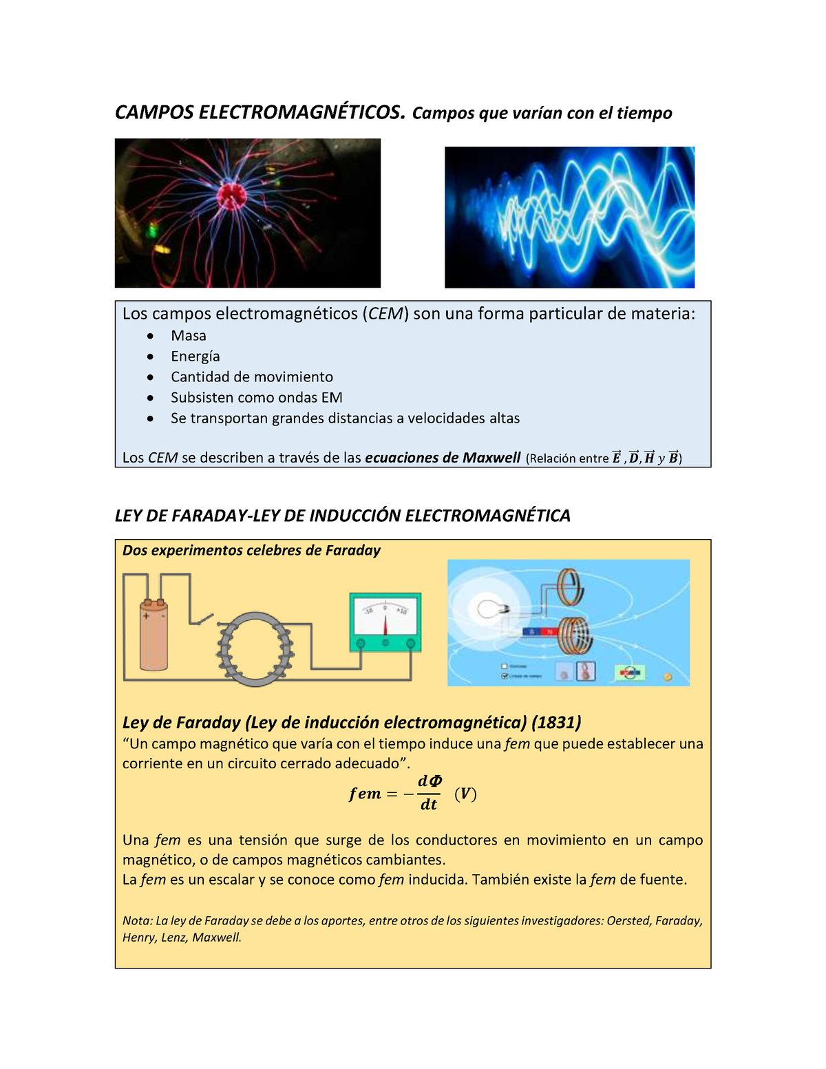 Cchacon Sobre Campos EM - CAMPOS ELECTROMAGNÉTICOS. Campos Que Varían ...