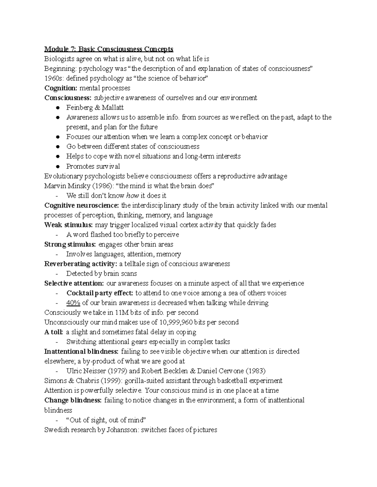 General Psych 1101 Module 7,8,9 - Detailed Chapter Text Notes from ...