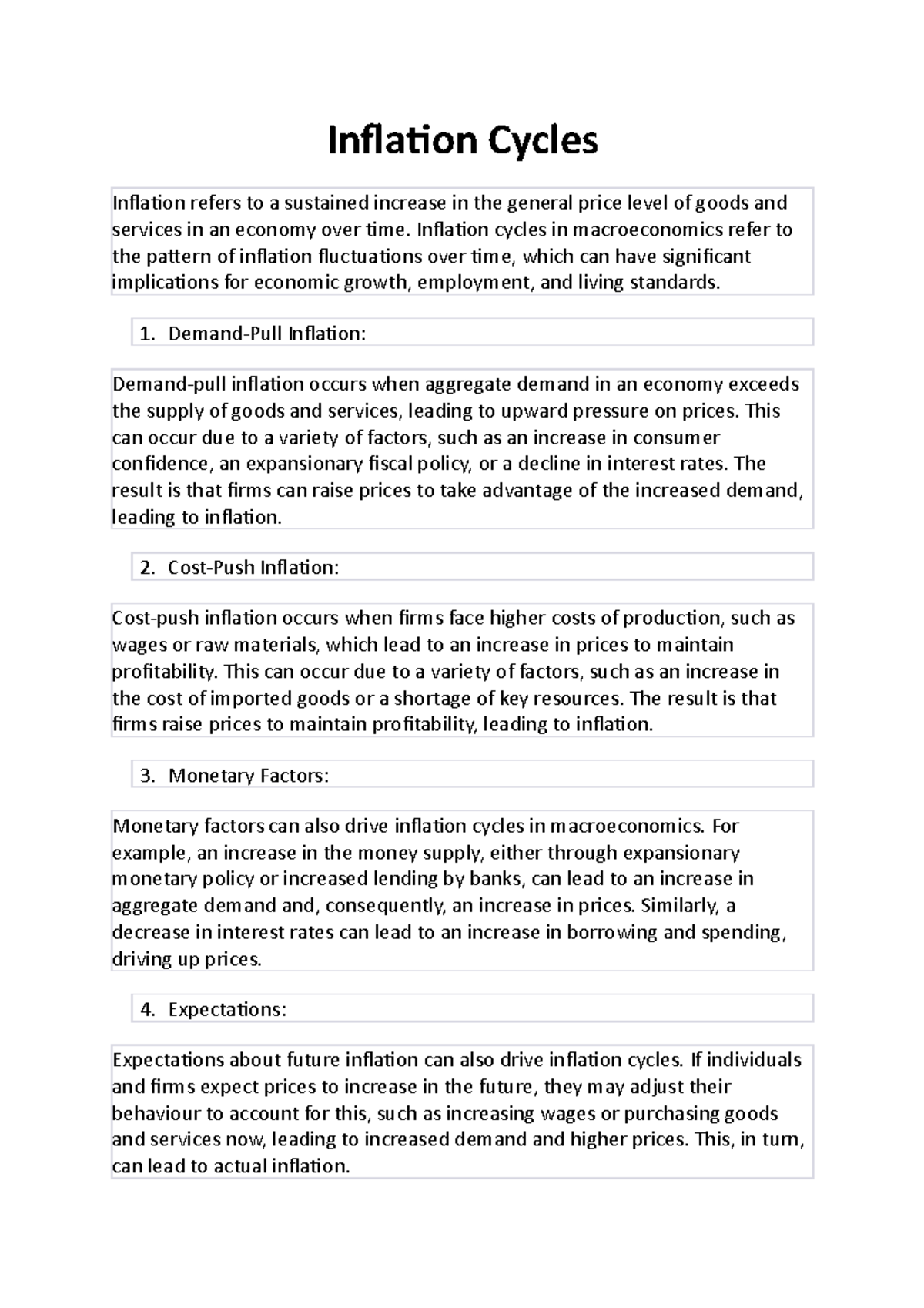 Inflation Cycles - Inflation Cycles Inflation Refers To A Sustained ...