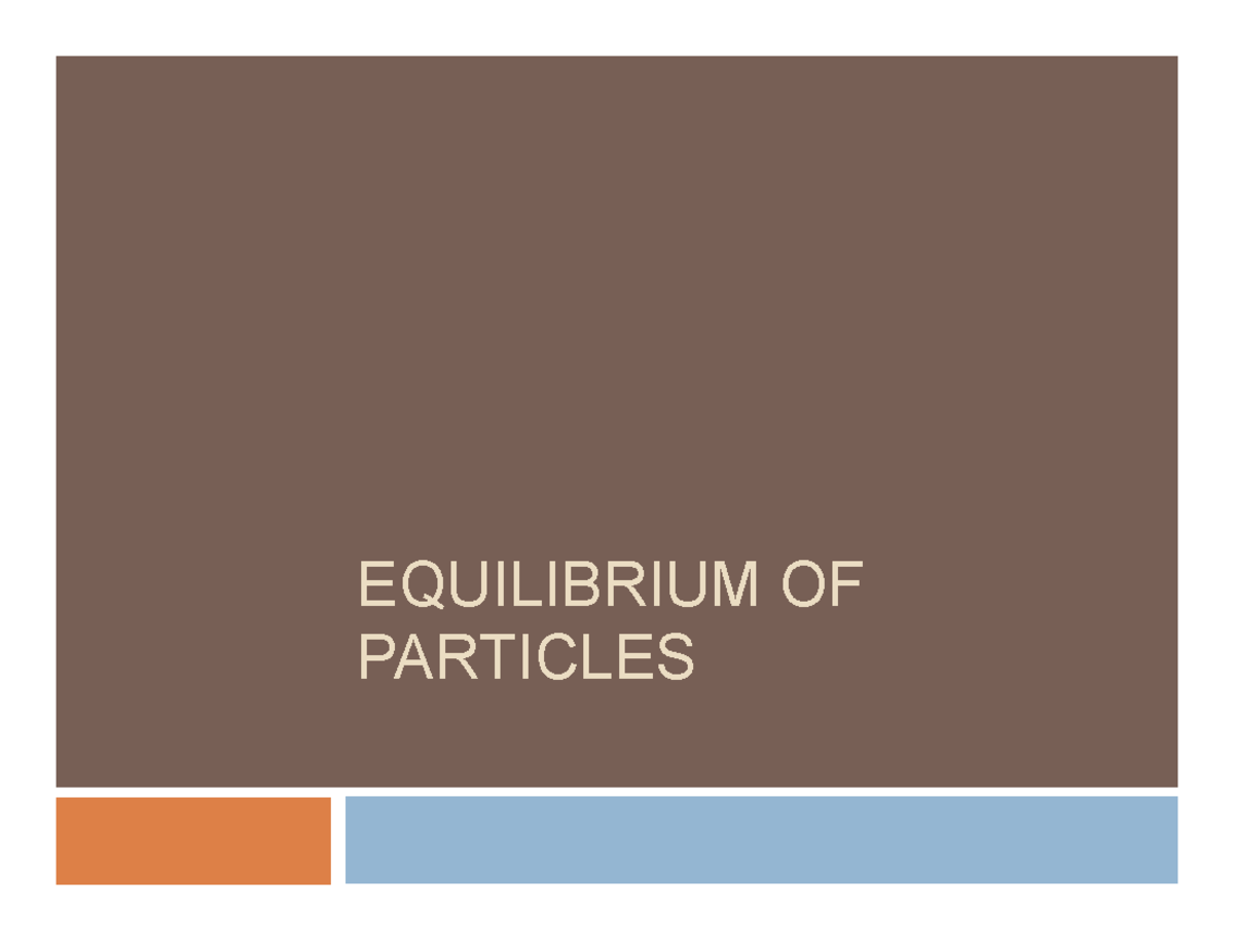 Equilibrium Of Particles Part 1 Equilibrium Of Particles Introduction