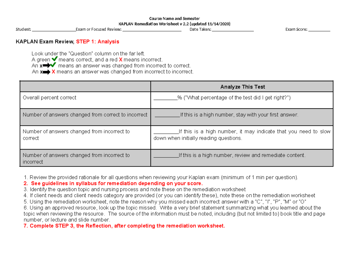 2.2 Kaplan Remediation Worksheet (2) (7) (1) (1) - KAPLAN Remediation ...