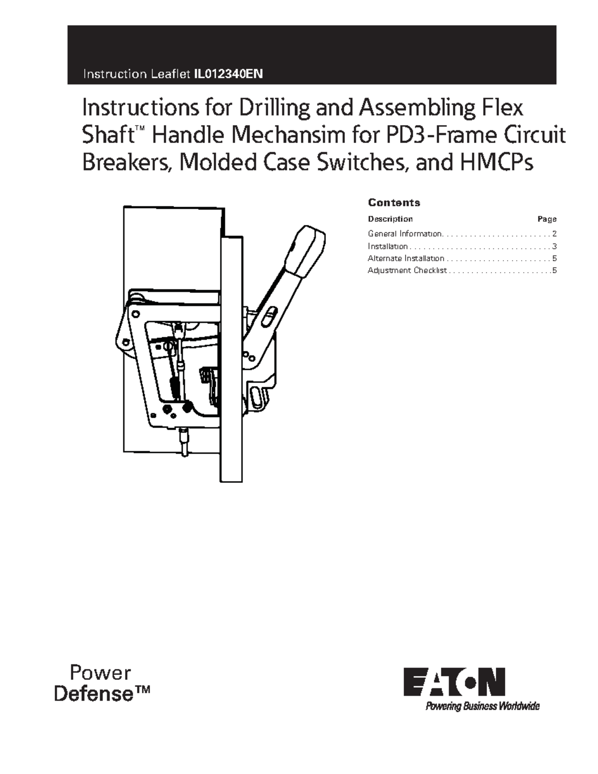PD3 Flex Shaft Instructions Contents Description Page General