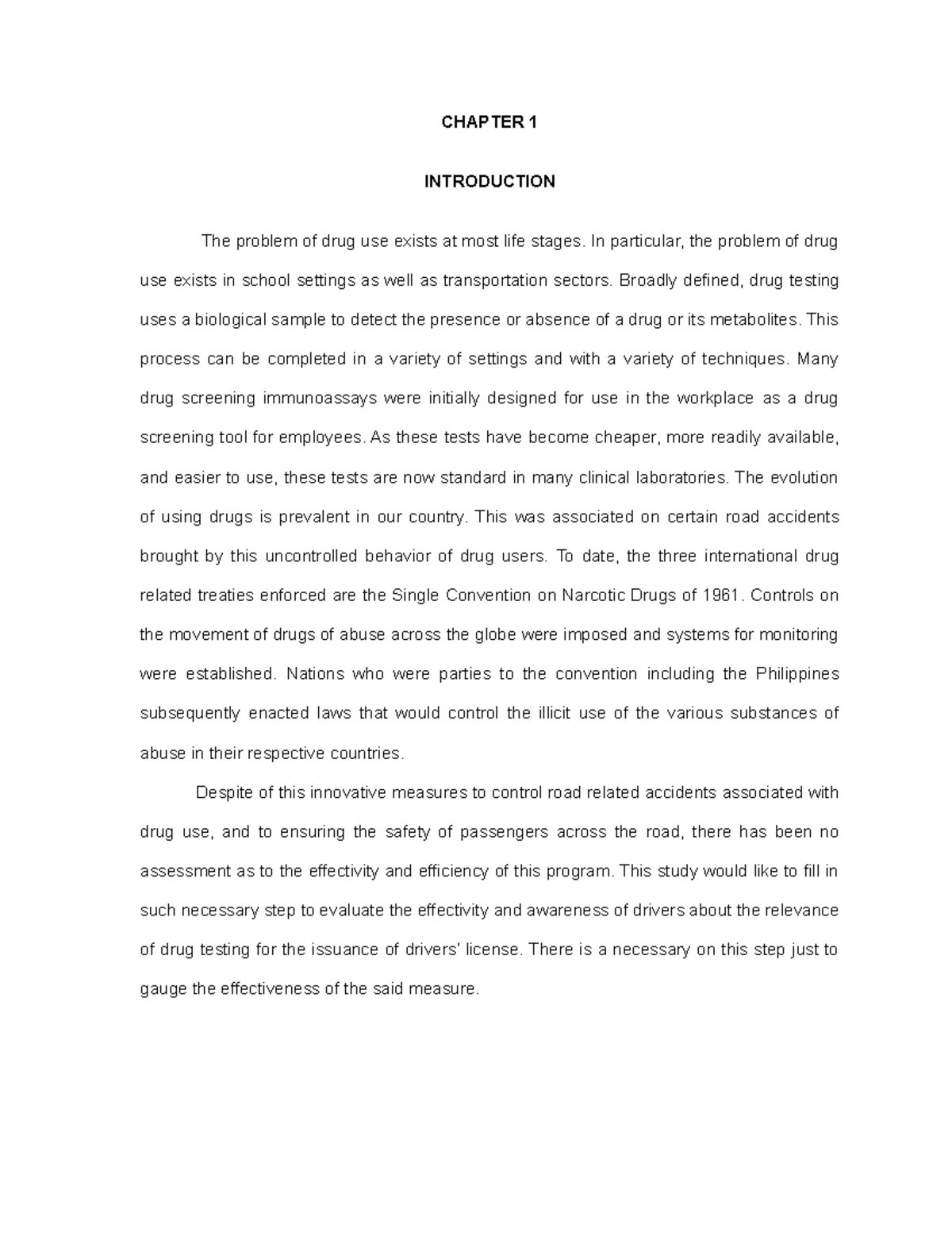 CH 1-5 - CHAPTER 1 INTRODUCTION The problem of drug use exists at most ...