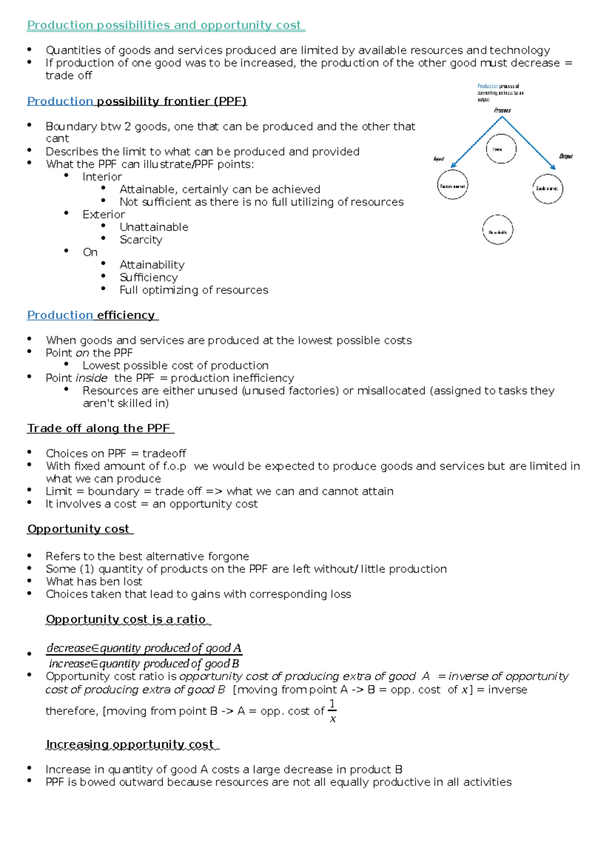 Notes - Production possibilities and opportunity cost Quantities of ...