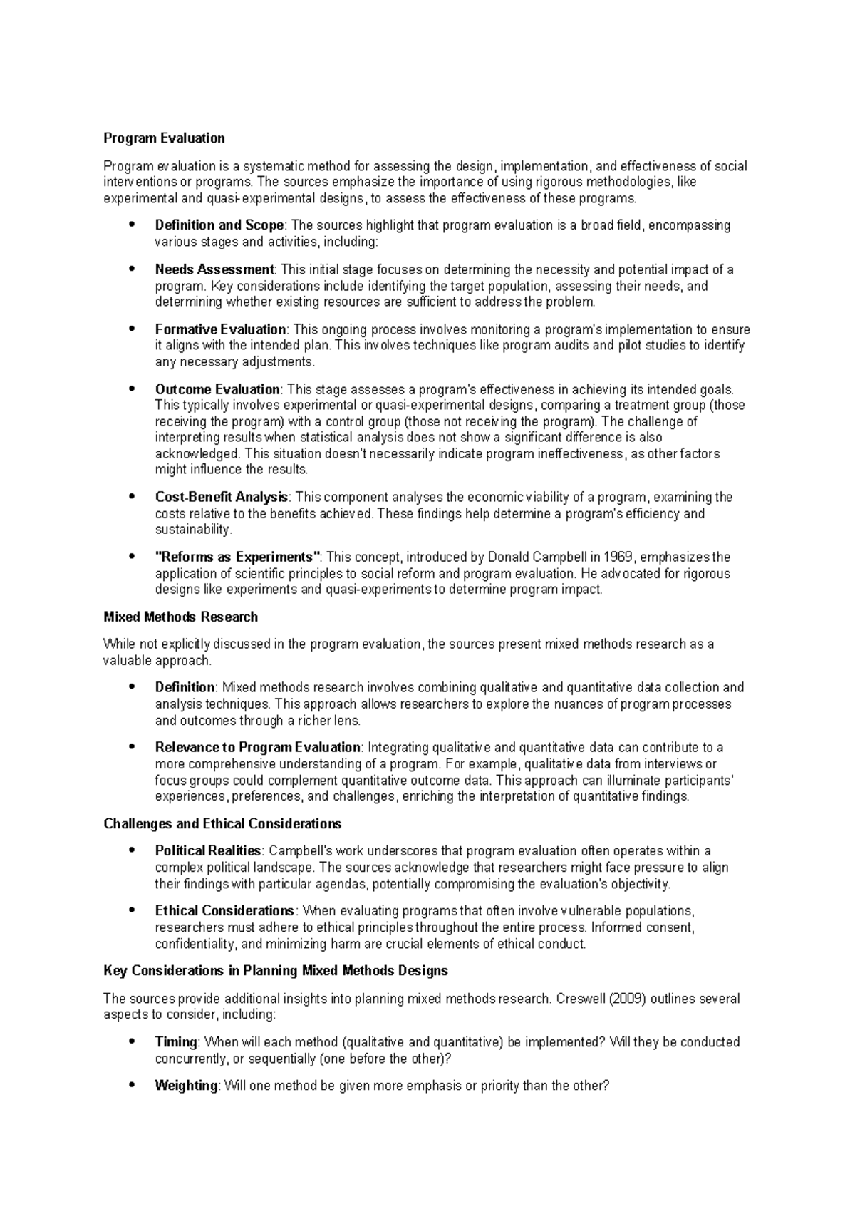 Quant - Program Evaluation Program evaluation is a systematic method ...