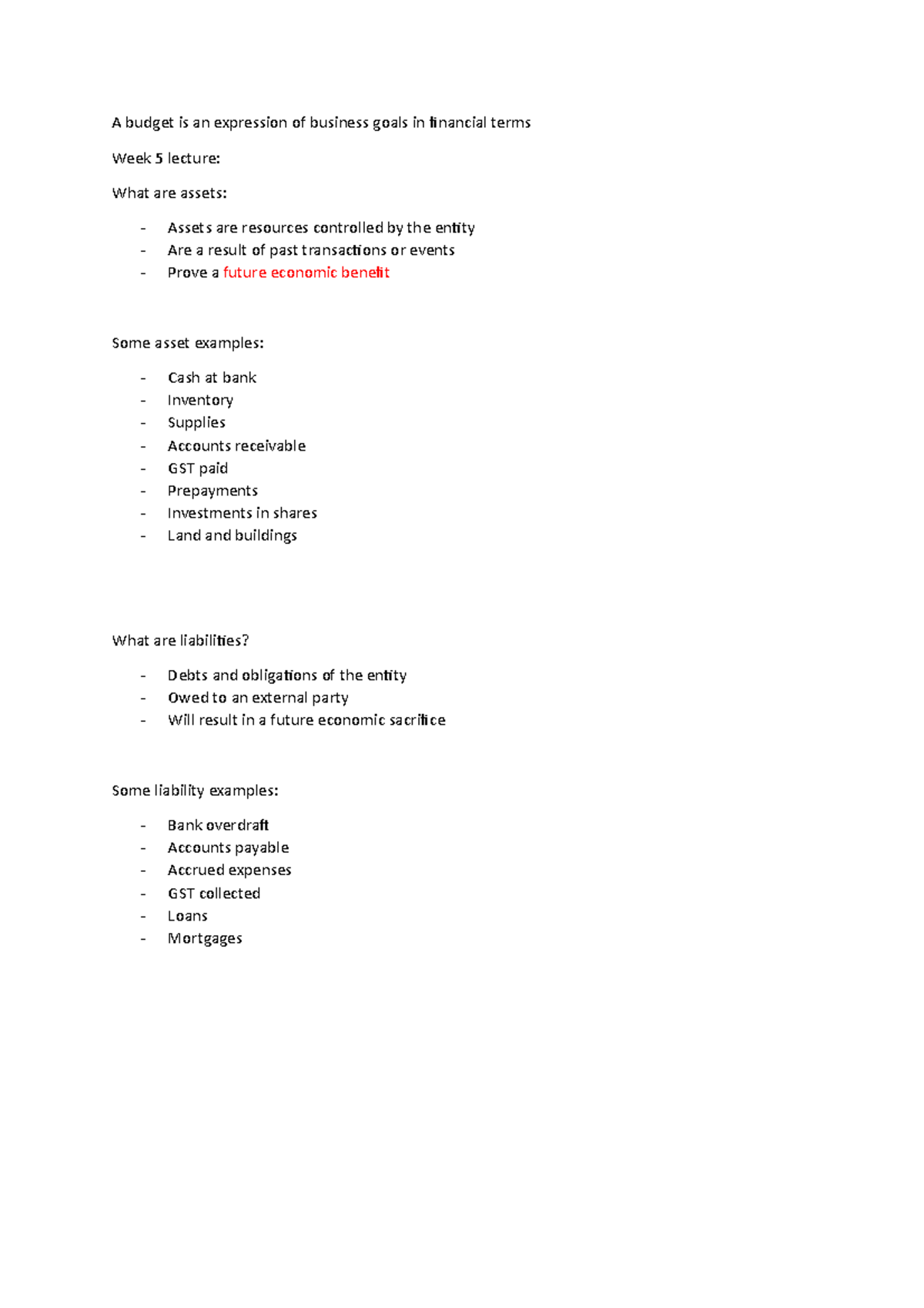 Week 5 lecture - course notes for accounting weeks 2018 a bit outdated ...