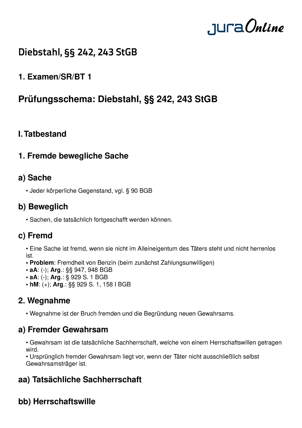 Jura-online Pruefungschemata 003-004-P-II Diebstahl-242-243-stgb ...