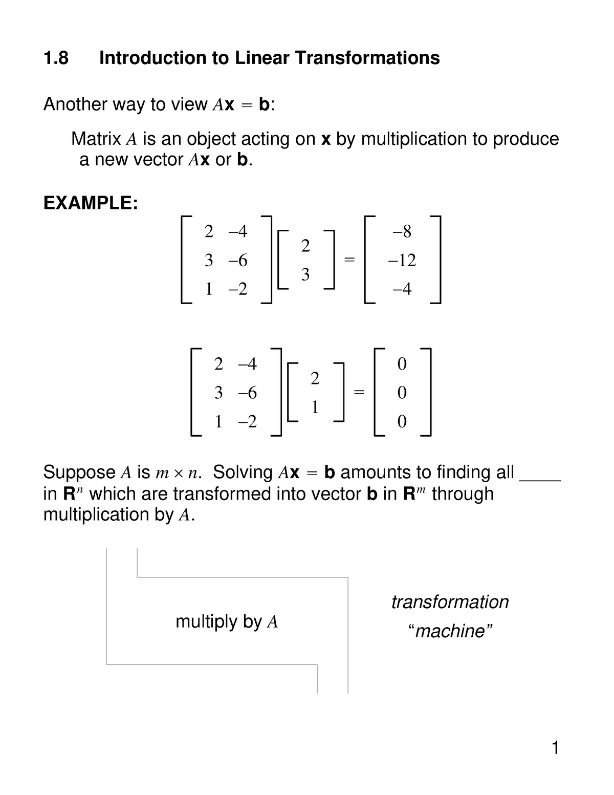 Sec1 8ov - Bmla Lecture Notes - 1 Introduction To Linear ...