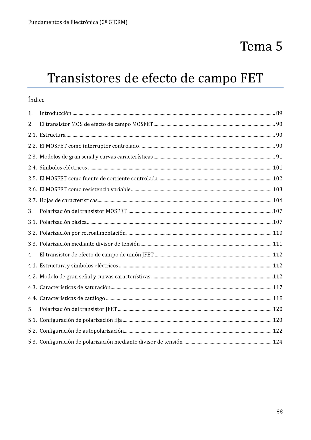 Apuntes Fe Tema5 Notes Tem Transistores Efec To Am Po Fet Nd Ic Studocu