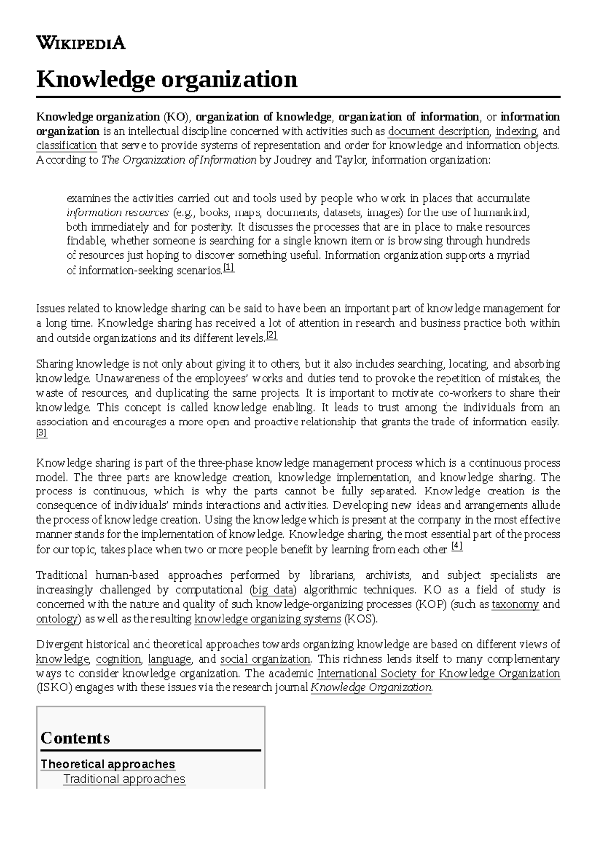 Knowledge organization - Knowledge organization Knowledge organization ...